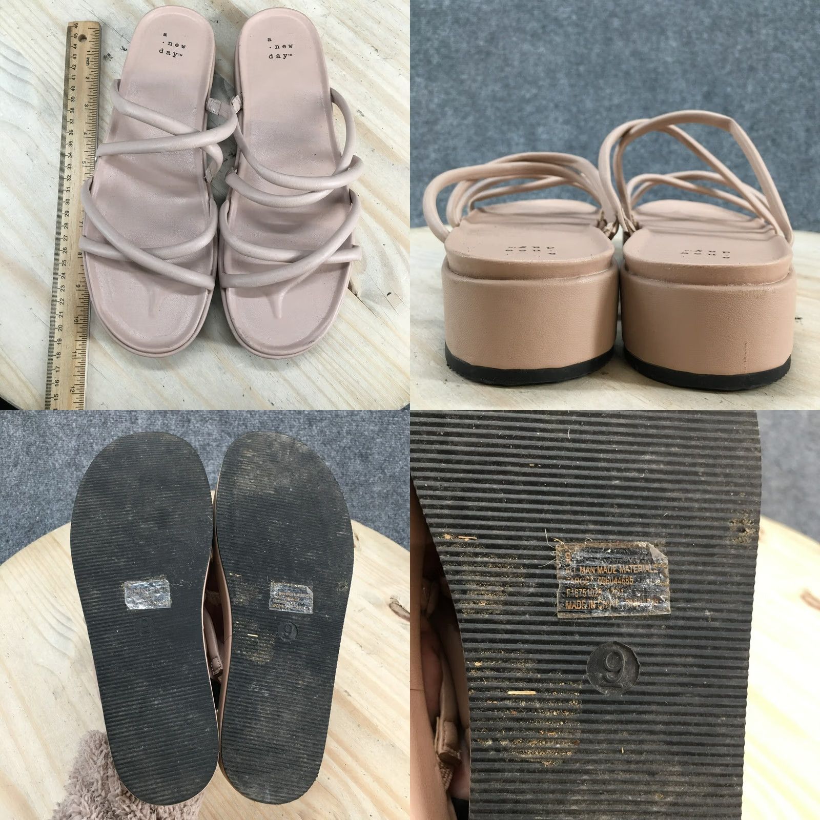 Vintage A New Day Sandals Womens 9 Dory Slides Pink Faux Leather Casual Open Toe Slip On Size US 9 / IT 39 - 8 Thumbnail