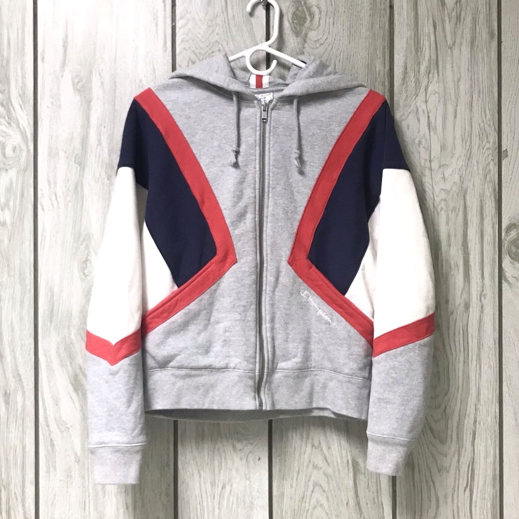 Champion Champion Sweatshirt Colorblock Reverse Weave Zip Hooded M Womens multicolor USA Logo Embroidered Pockets Long Sleeve Size M / US 6-8 / IT 42-44 - 4 Thumbnail