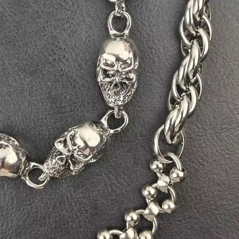 Jewelry gothic Skull double waist chain vintage silver pocket Size ONE SIZE - 7 Thumbnail