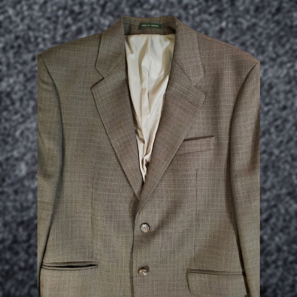 Vintage RALPH LAUREN Signature 100% Wool Jacket Brown/Gray Check 40R Mens Size US XXS / EU 40 - 1 Thumbnail