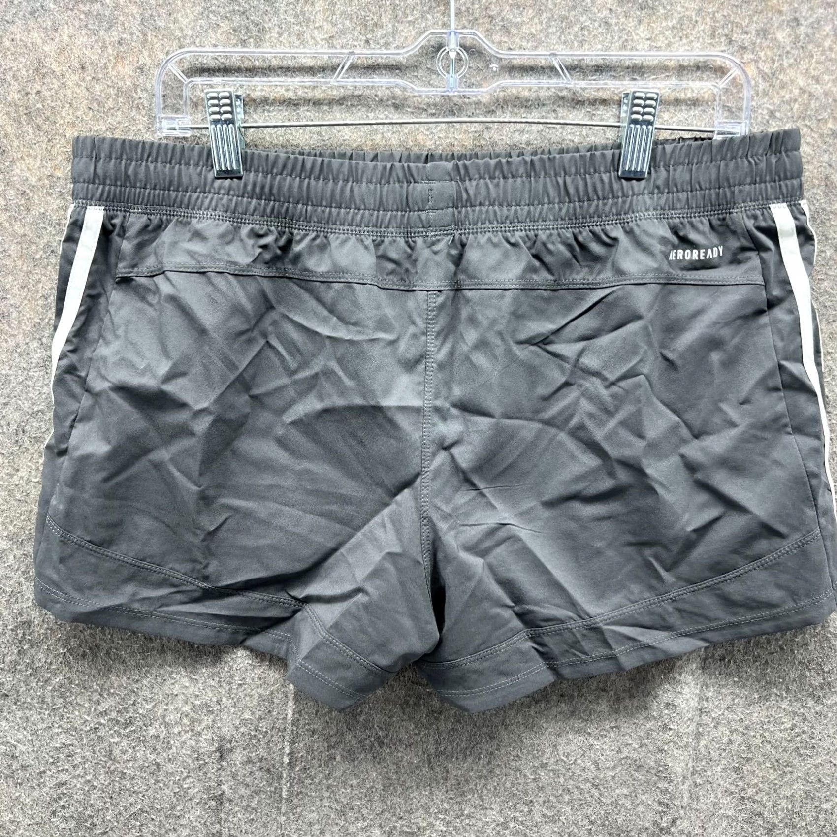 Adidas Adidas Shorts Women L Gray Pacer 3-Stripes Woven Primegreen Running Gym Regular Inseam 5 in Size 36" / US 14 / IT 50 - 2 Thumbnail