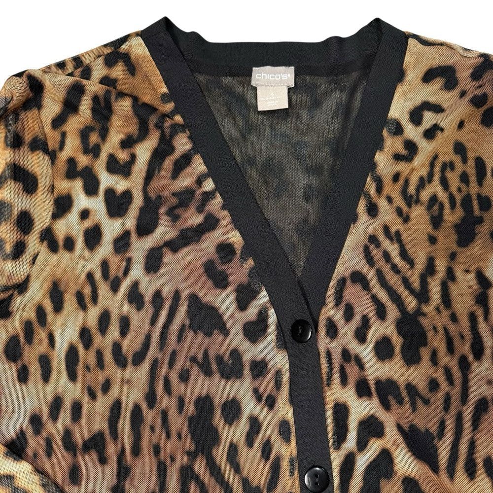Chicos Chico's Animal Print Mesh Leopard Pattern Cardigan Size 3 U Size XL / US 12-14 / IT 48-50 - 9 Thumbnail