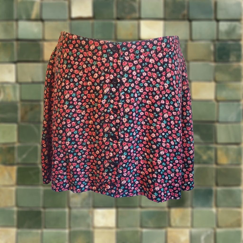 Vintage Lush Womens Skater Floral Skirt Sz M Pull On Twee Size 32" / US 10 / IT 46 - 1 Thumbnail