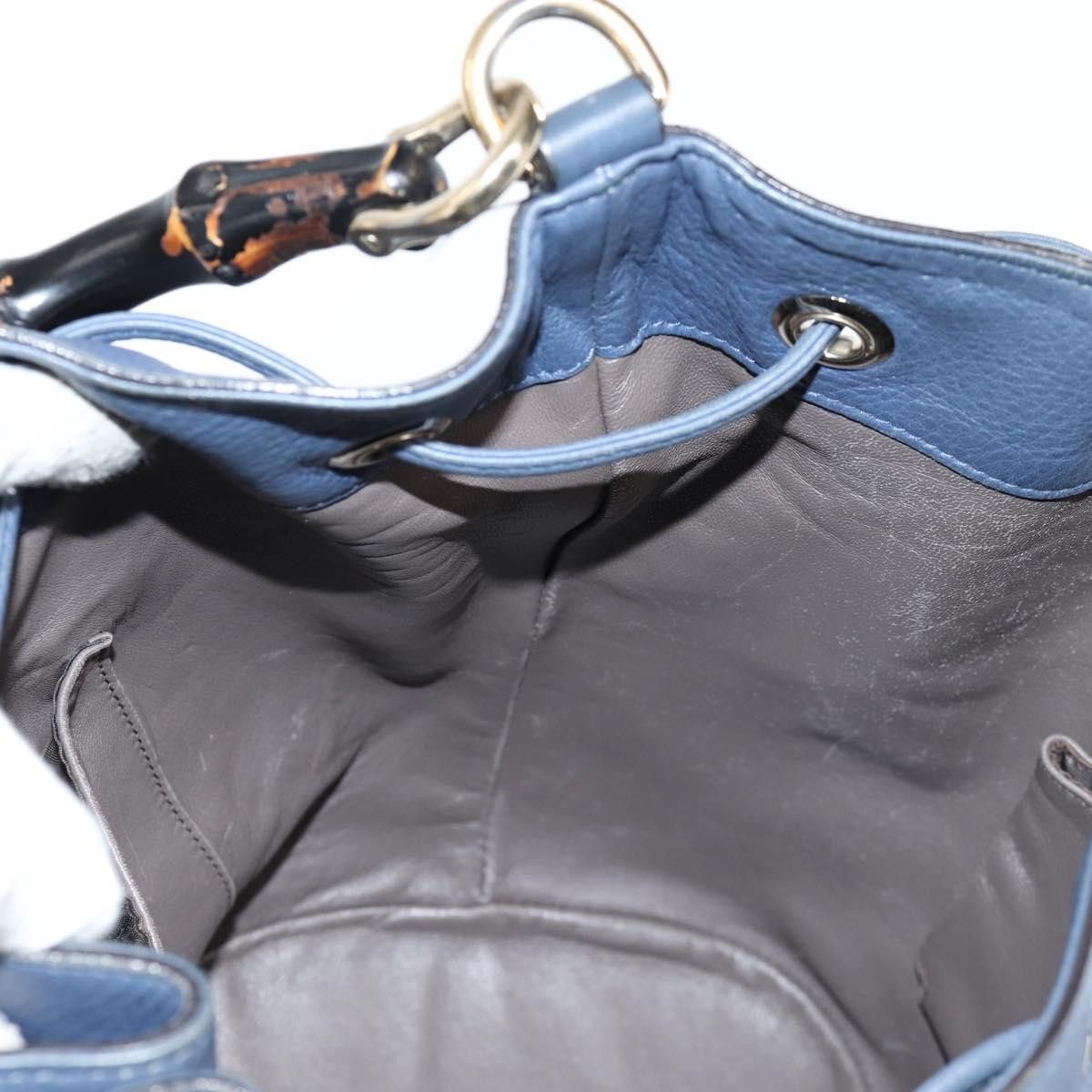 Gucci GUCCI Bamboo Hand Bag Leather Blue Gold Size ONE SIZE - 20 Thumbnail