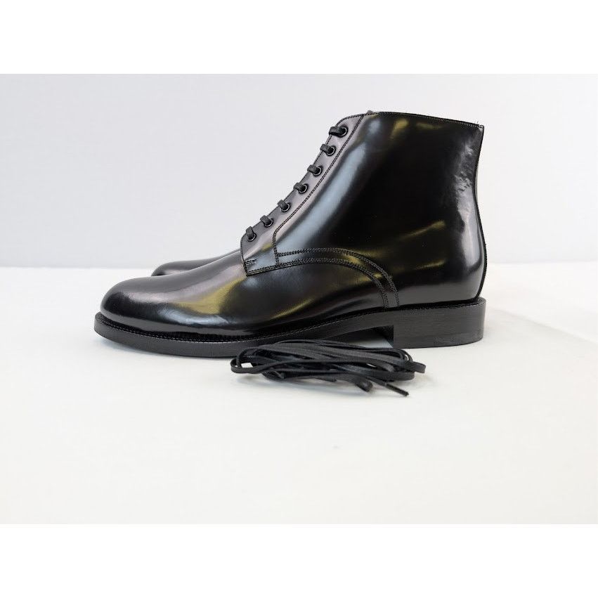 Celine o1rshd1 Leather Mid Top Shiny Classic Army Boots in Black Size US 7 / EU 40 - 10 Thumbnail