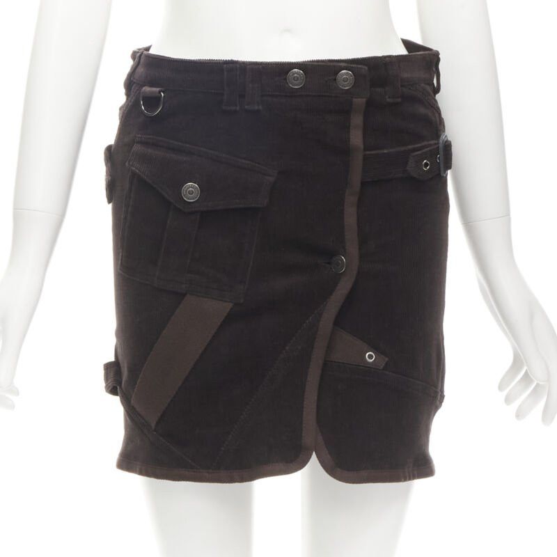 Burberry BURBERRY LONDON brown corduroy deconstructed trench mini skirt UK6 US4 S Size 26" / US 2 / IT 38 - 1 Thumbnail