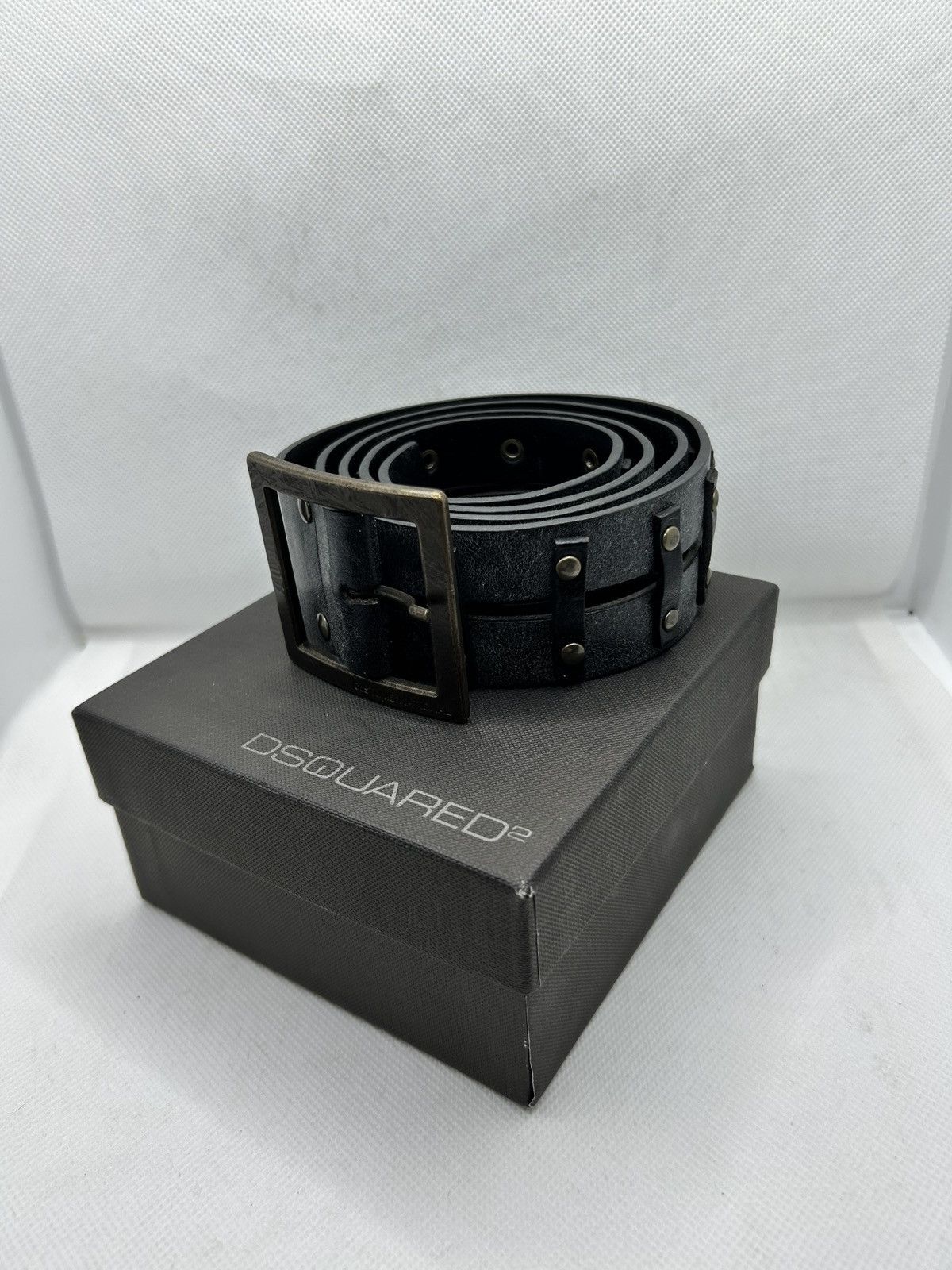 Dsquared2 DSquared2 Runway Leather Belt - Black with Gunmetal Buckle Size 34 - 2 Thumbnail