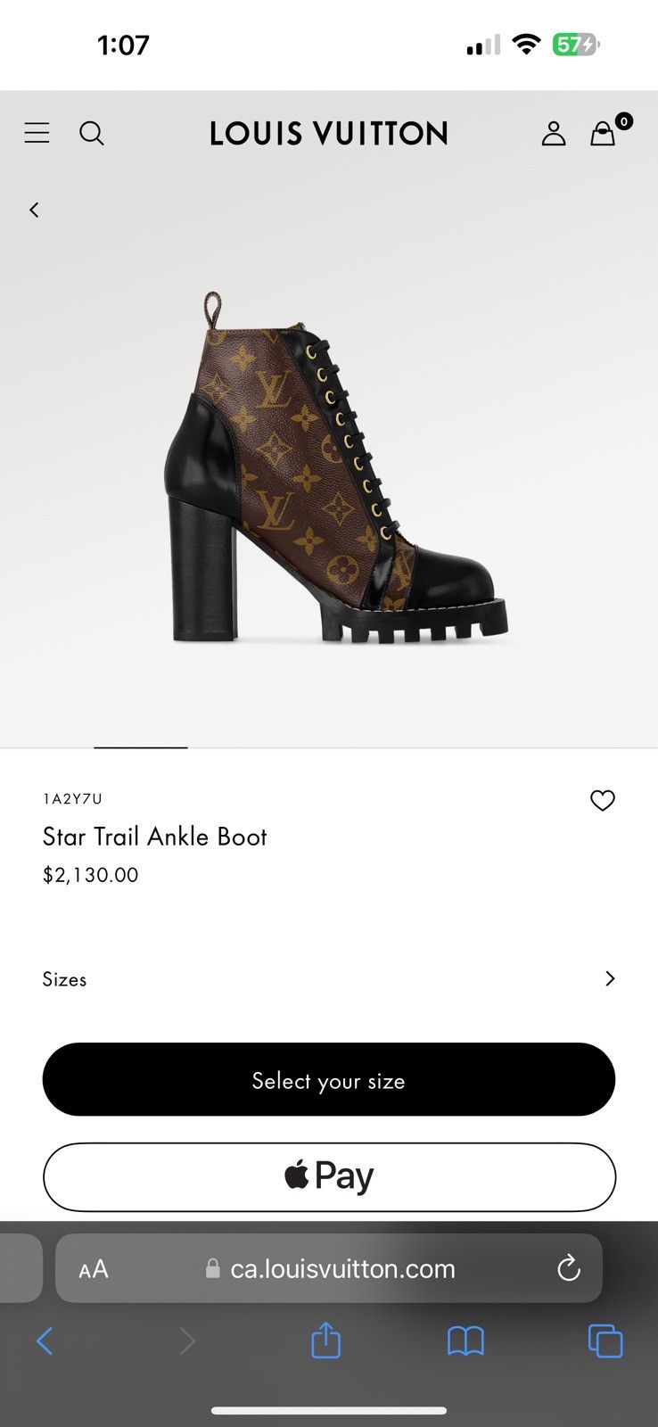 image of Louis Vuitton Star Trail Ankle Boot in Brown, Women's (Size 9)