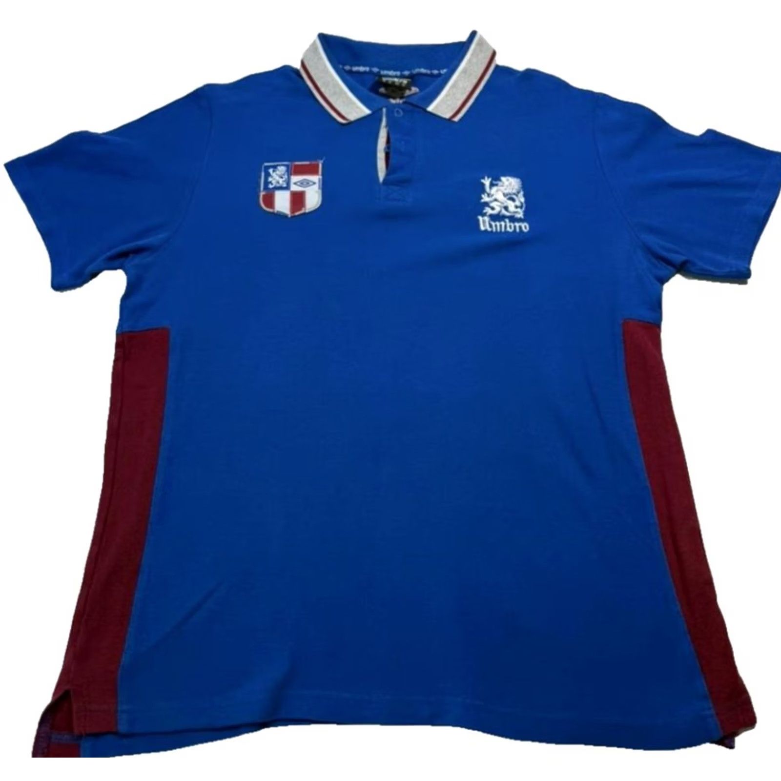Umbro Umbro Polo Shirt Men XL Blue Knit Cotton Short Sleeve Lion Crest Logo Size US XL / EU 56 / 4 - 2 Thumbnail