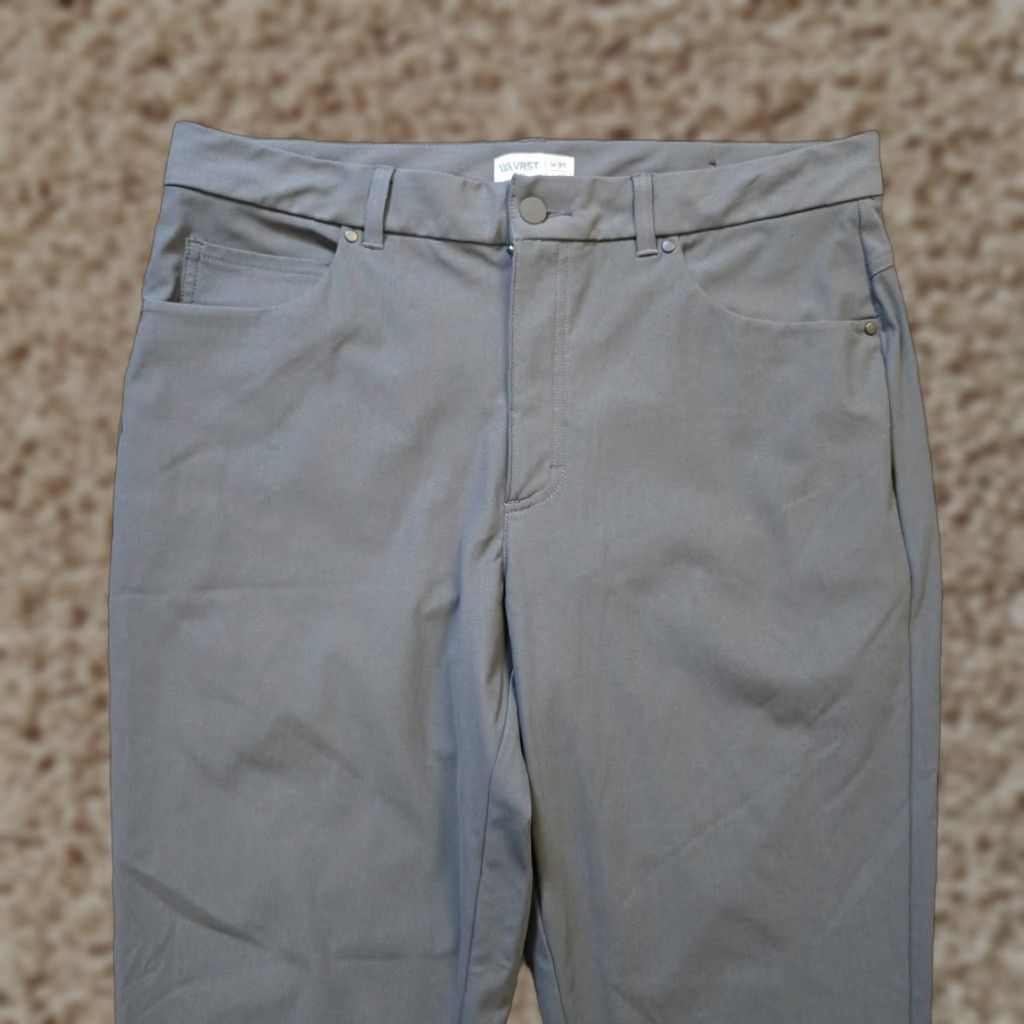 Vintage VRST Pants Mens 35X30 Gray Tapered Stretch Tech Performance Capsule Career Chino 5-Pocket Logo Casual Mens Regular Waist 34-30 Inseam 30 Size US 35 - 1 Thumbnail