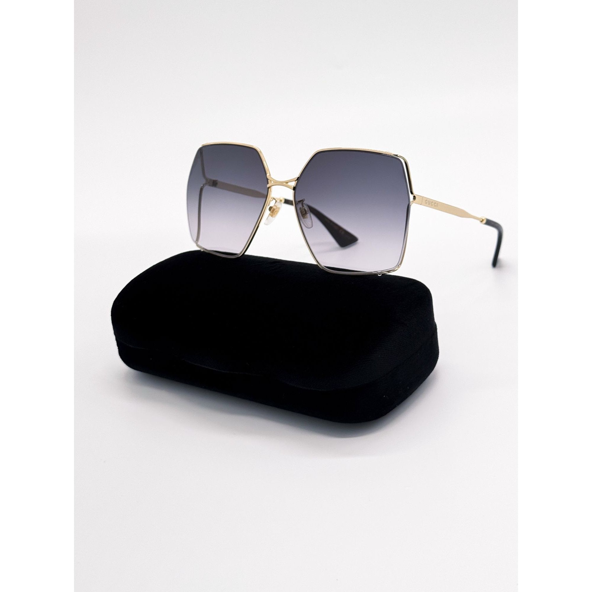 Gucci NEW GUCCI SUNGLASSES GG0817S 001 GOLD/GRAY SQUARE WOMEN Size ONE SIZE - 1 Thumbnail