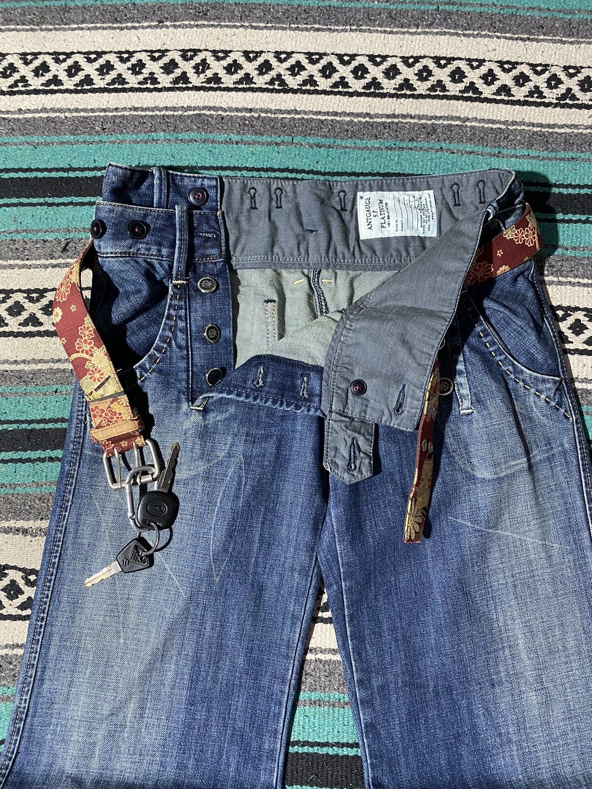 If Six Was Nine 2000s Crazy ! Antigauge Multi Button Denim Cotton Pants Size US 31 - 8 Thumbnail