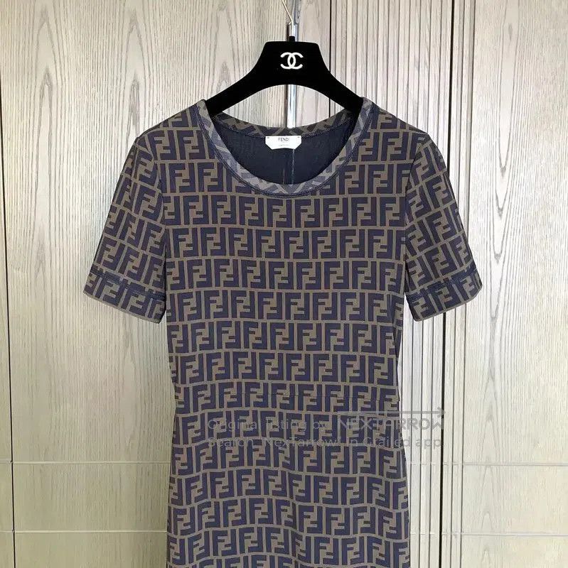 Fendi Fendi Brown Printed Short Sleeve Midi Dress . Size M / US 6-8 / IT 42-44 - 2 Thumbnail