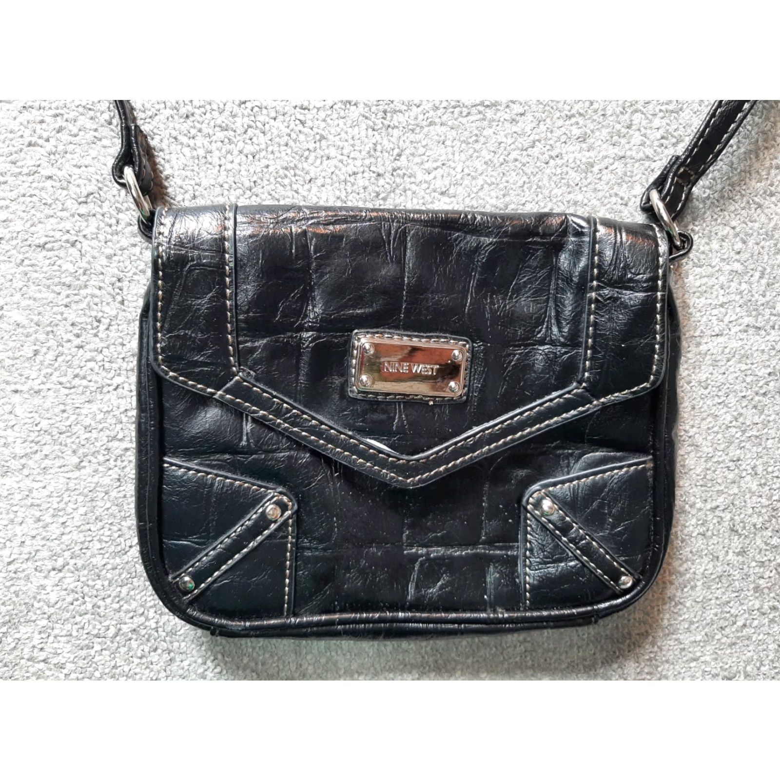 Nine West Nine West Purse Bag Faux Leather Black 8x6x1" Crossbody Small Women Bag 8x6x1" Size ONE SIZE - 2 Thumbnail
