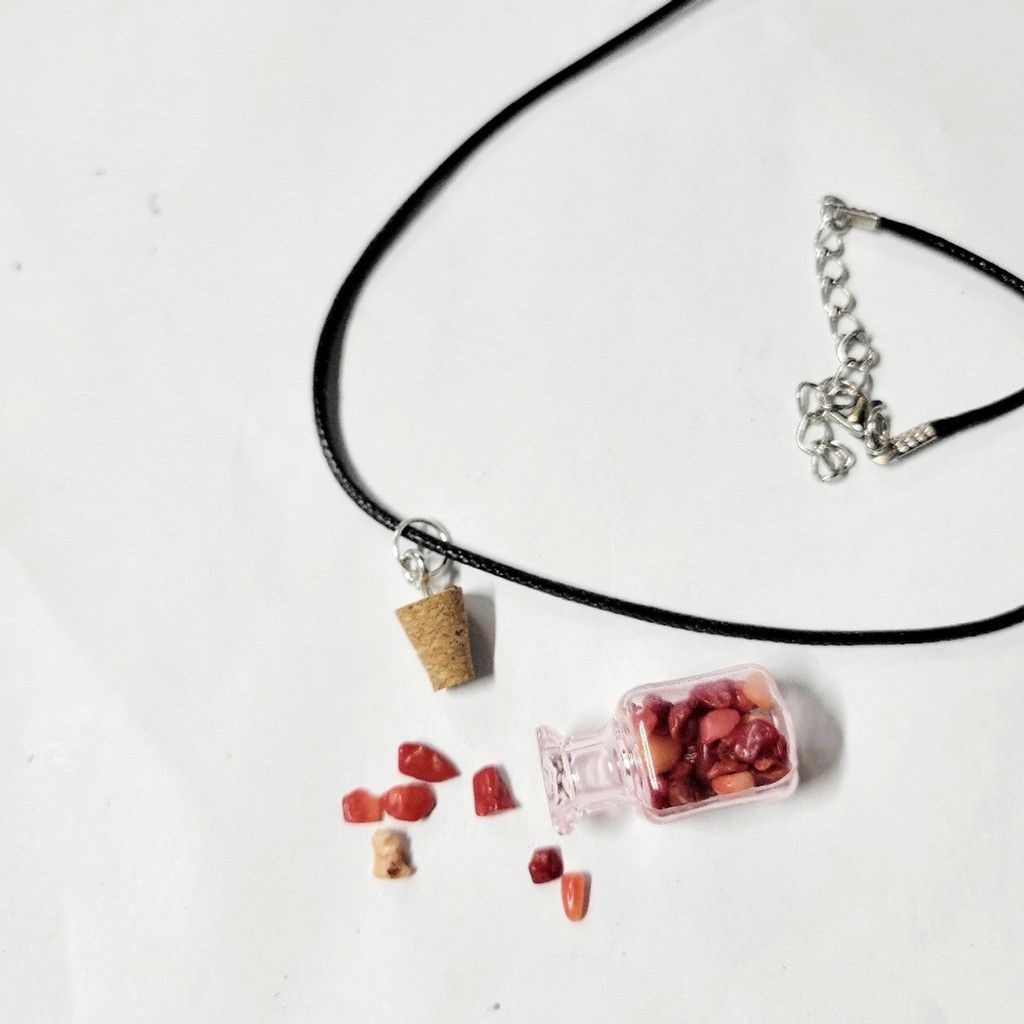 Handmade Hand crafted red coral mini bottle pendant necklace Size ONE SIZE - 2 Thumbnail