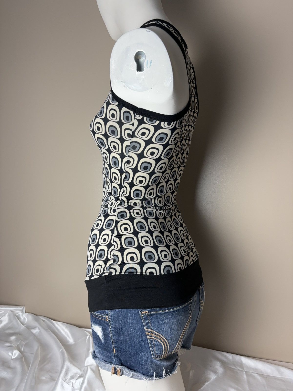 Vintage French Printed Skinny Tank Top Size S / US 4 / IT 40 - 3 Thumbnail