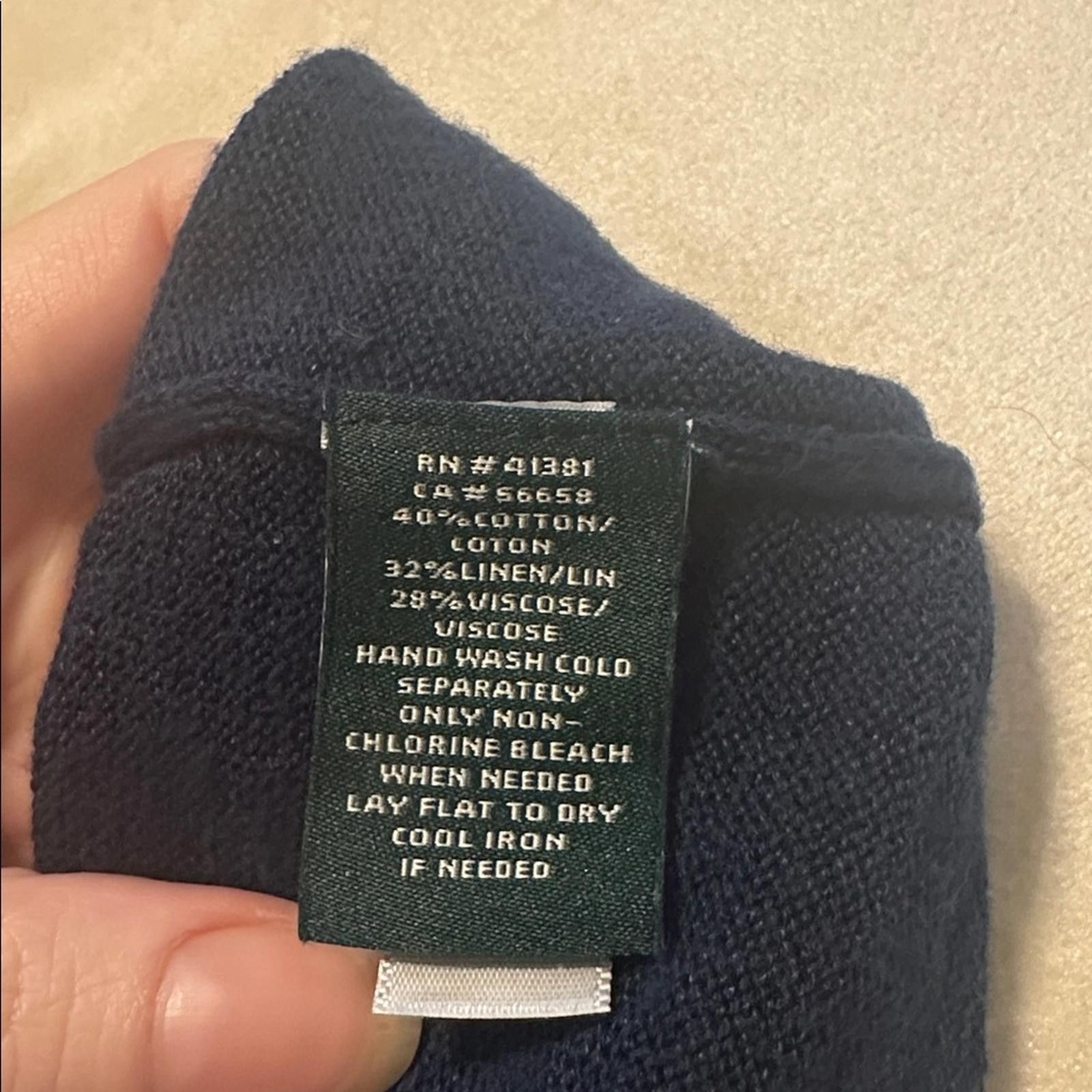 Lauren Ralph Lauren Lauren Ralph Lauren Small Linen Cotton Blue Top Knit Size S / US 4 / IT 40 - 7 Thumbnail