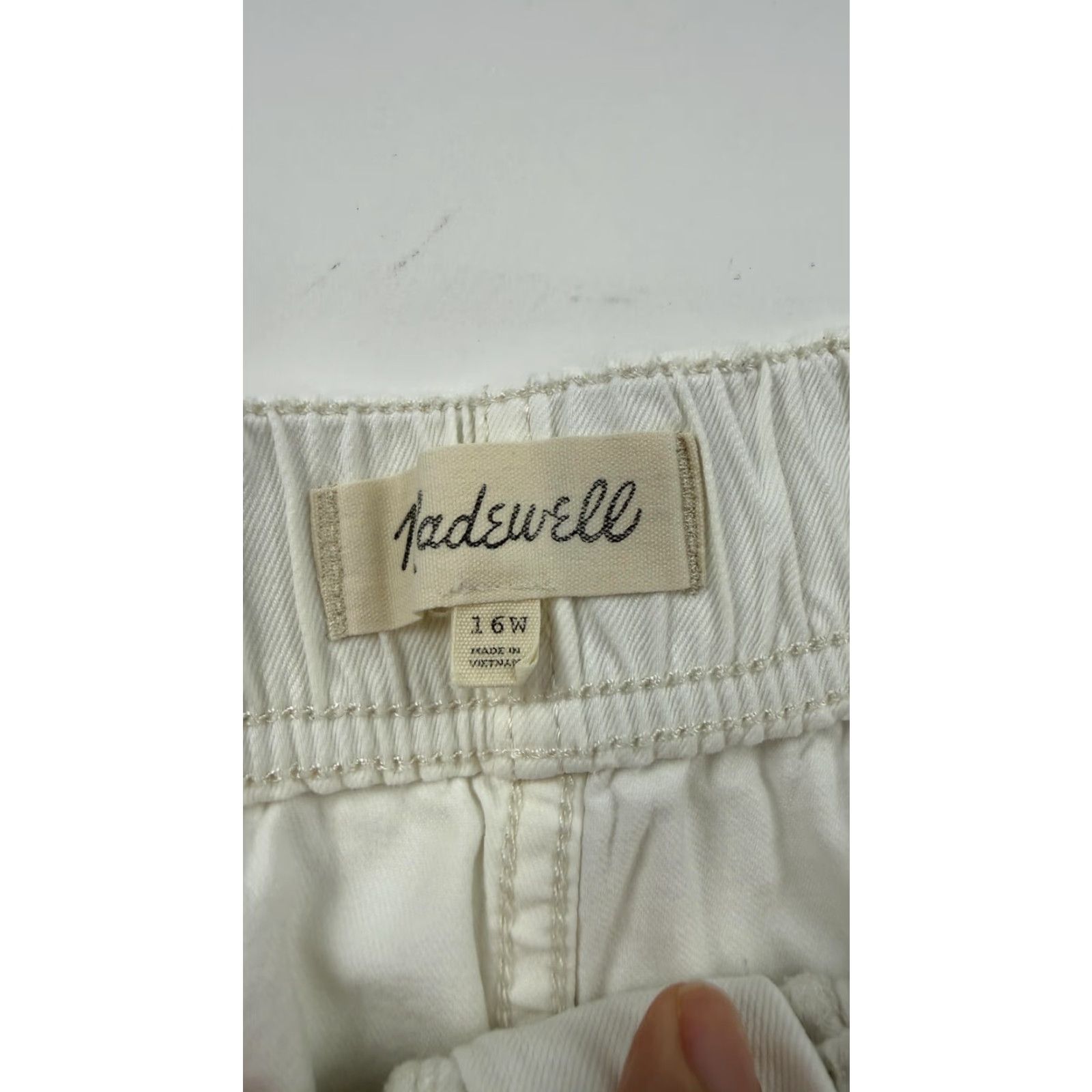 Madewell Madewell Shorts 16W Women Ivory Elastic Waist Utility Cotton Stretch Casual Womens Size 38" / US 16 / IT 52 - 4 Thumbnail