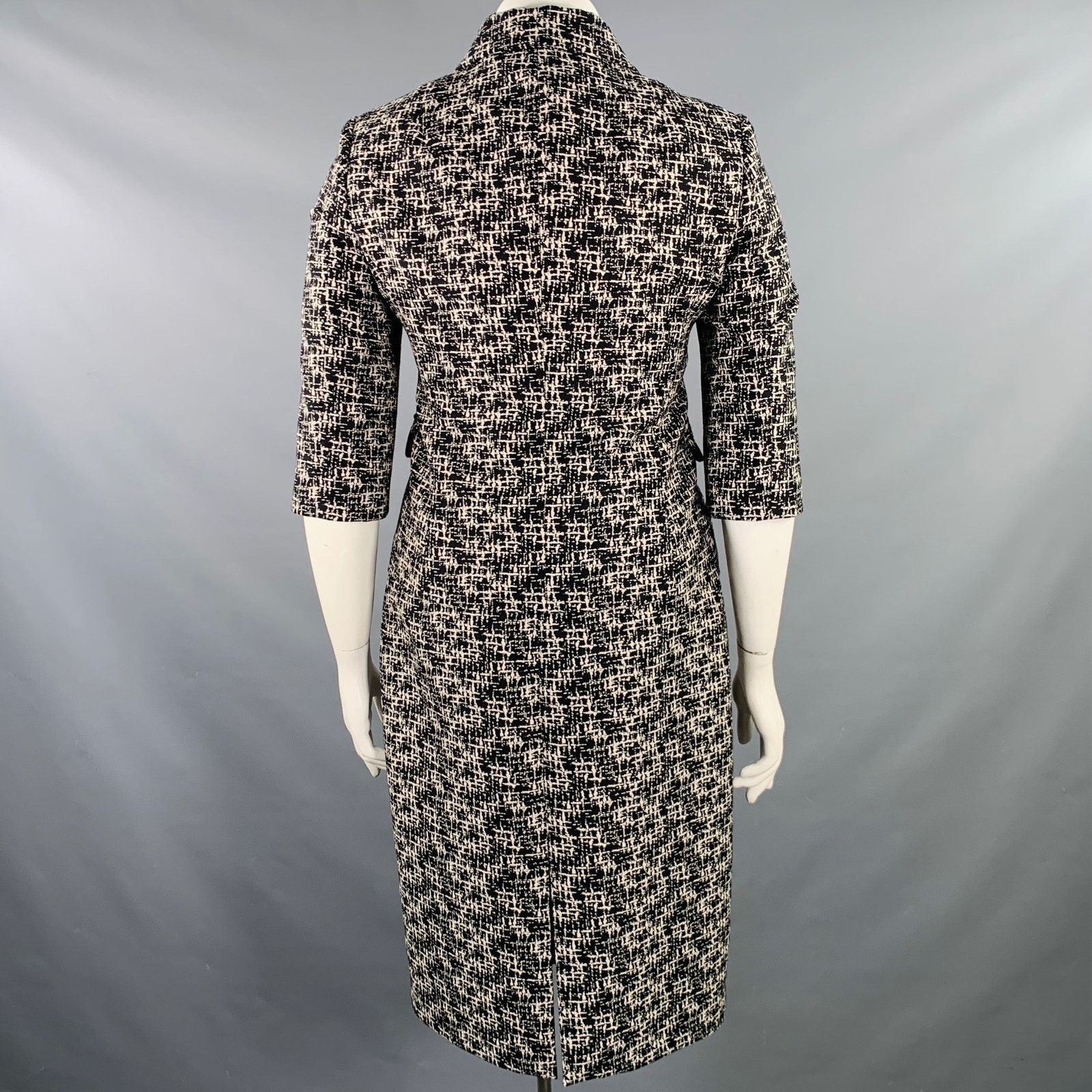 Michael Kors Size 10 Black White Wool Tweed Shift Dress Jacket Set Size L / US 10 / IT 46 - 4 Thumbnail