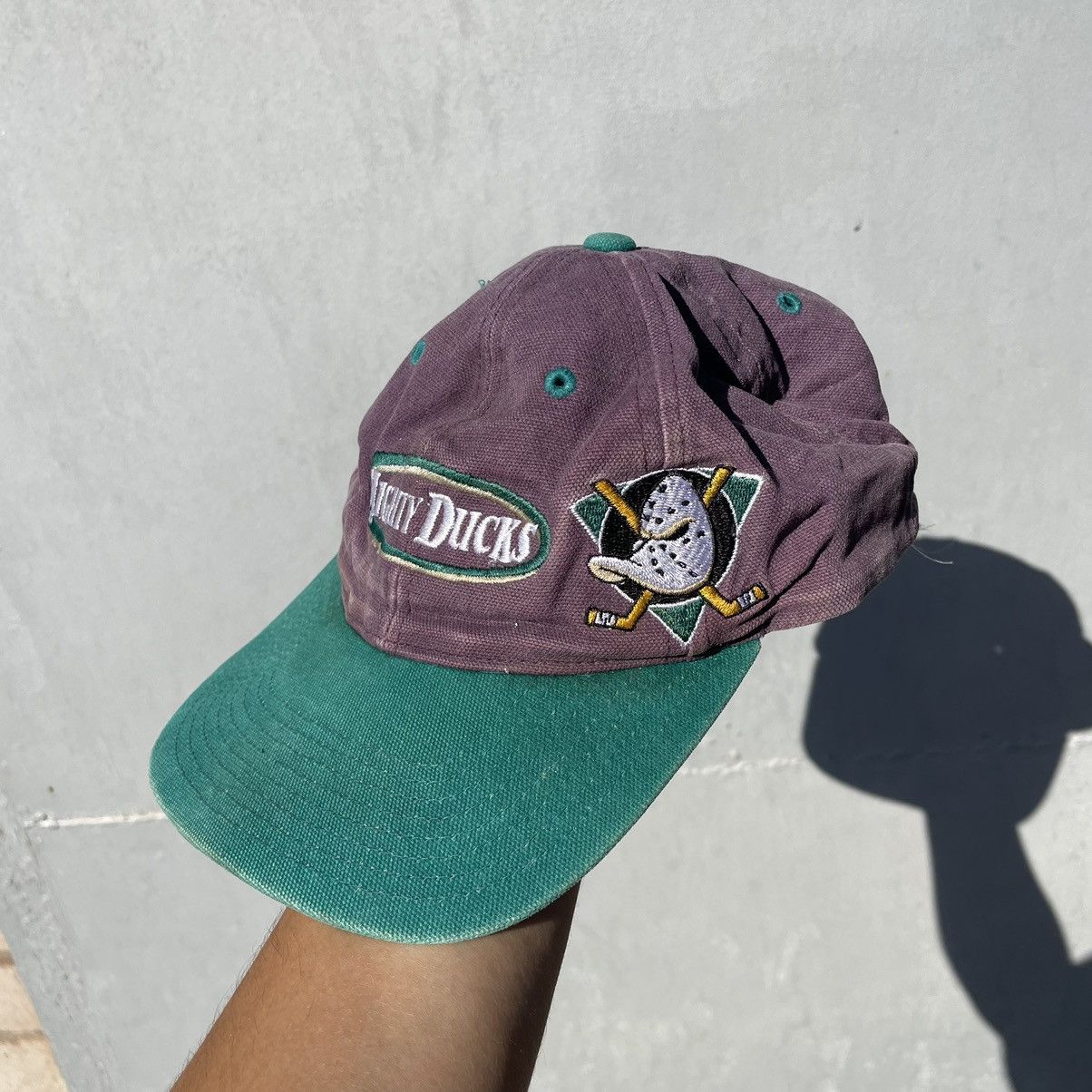 90s BOXY LOGO BAGGY Vintage Mighty Ducks Anaheim Cap NHL hat