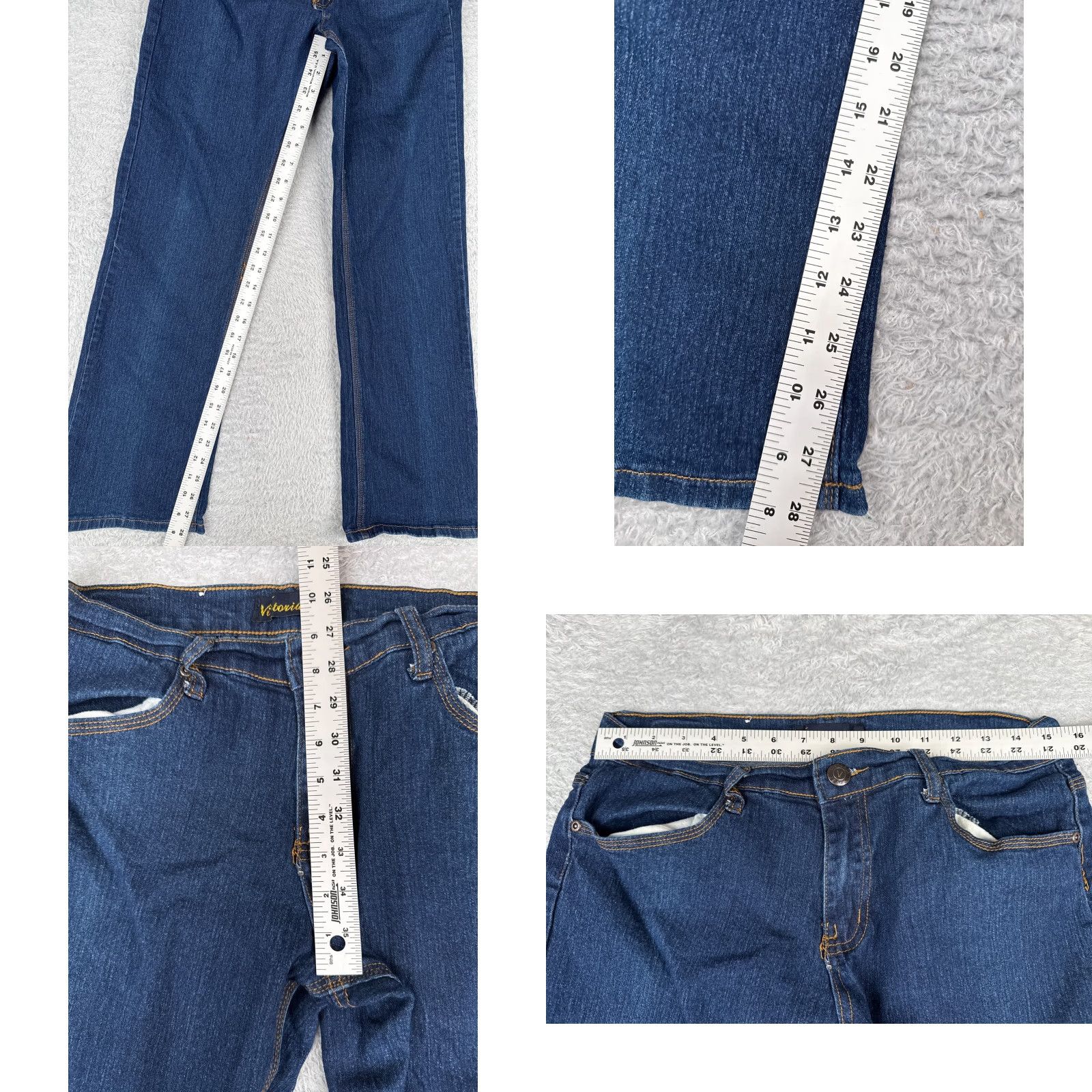 Vintage Victoria Jeans Womens Jeans Bootcut Mid Rise Blue Denim 31x28 10 Cotton Blend 5-Pocket Design Stretch Womens Size 32" / US 10 / IT 46 - 8 Thumbnail