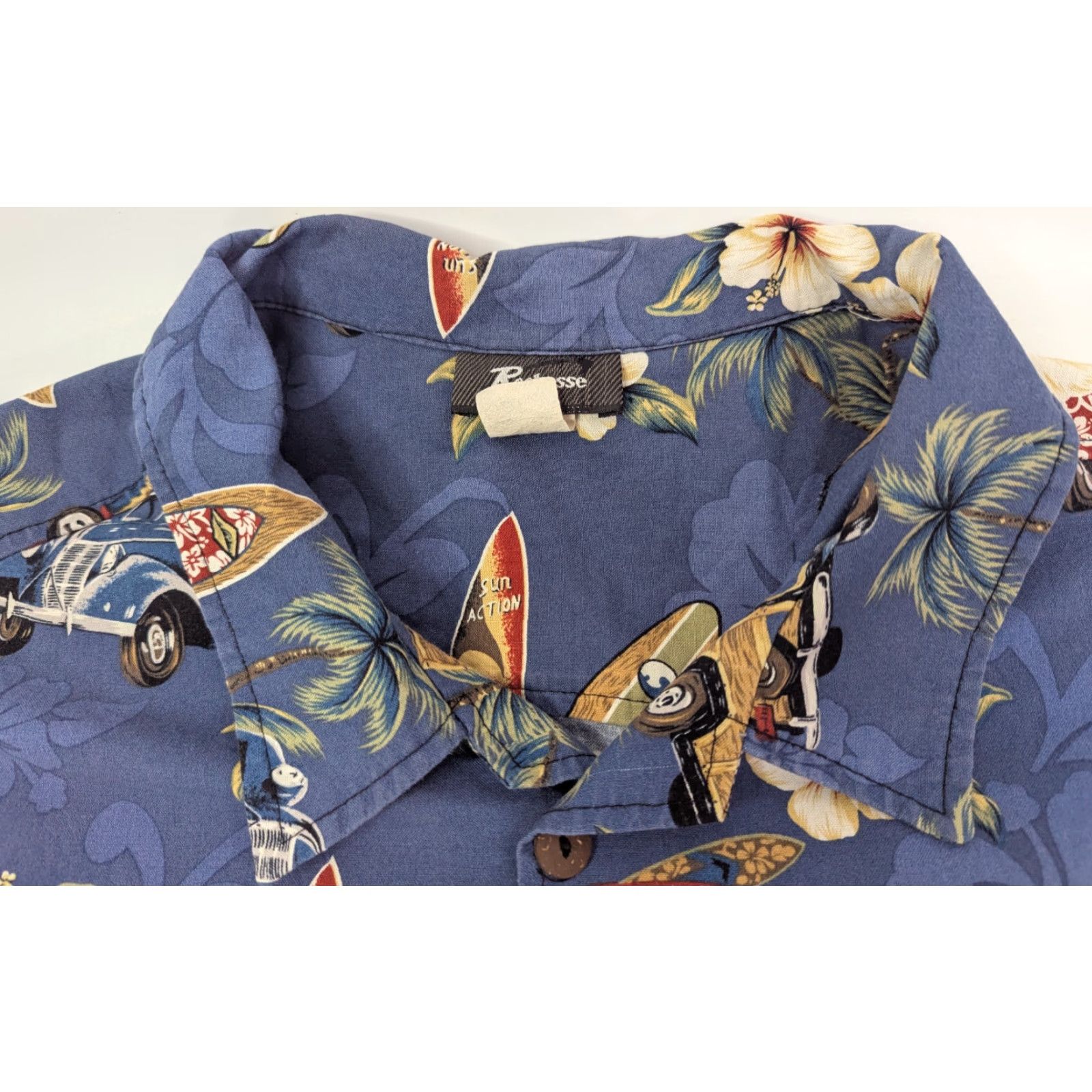 ALOHAS VINTAGE Reebesse Hawaiian Button Up Shirt Men 5XL Aloha Surf Floral Blue Cotton Short Sleeve Button-Down Size US XXL / EU 58 / 5 - 6 Thumbnail
