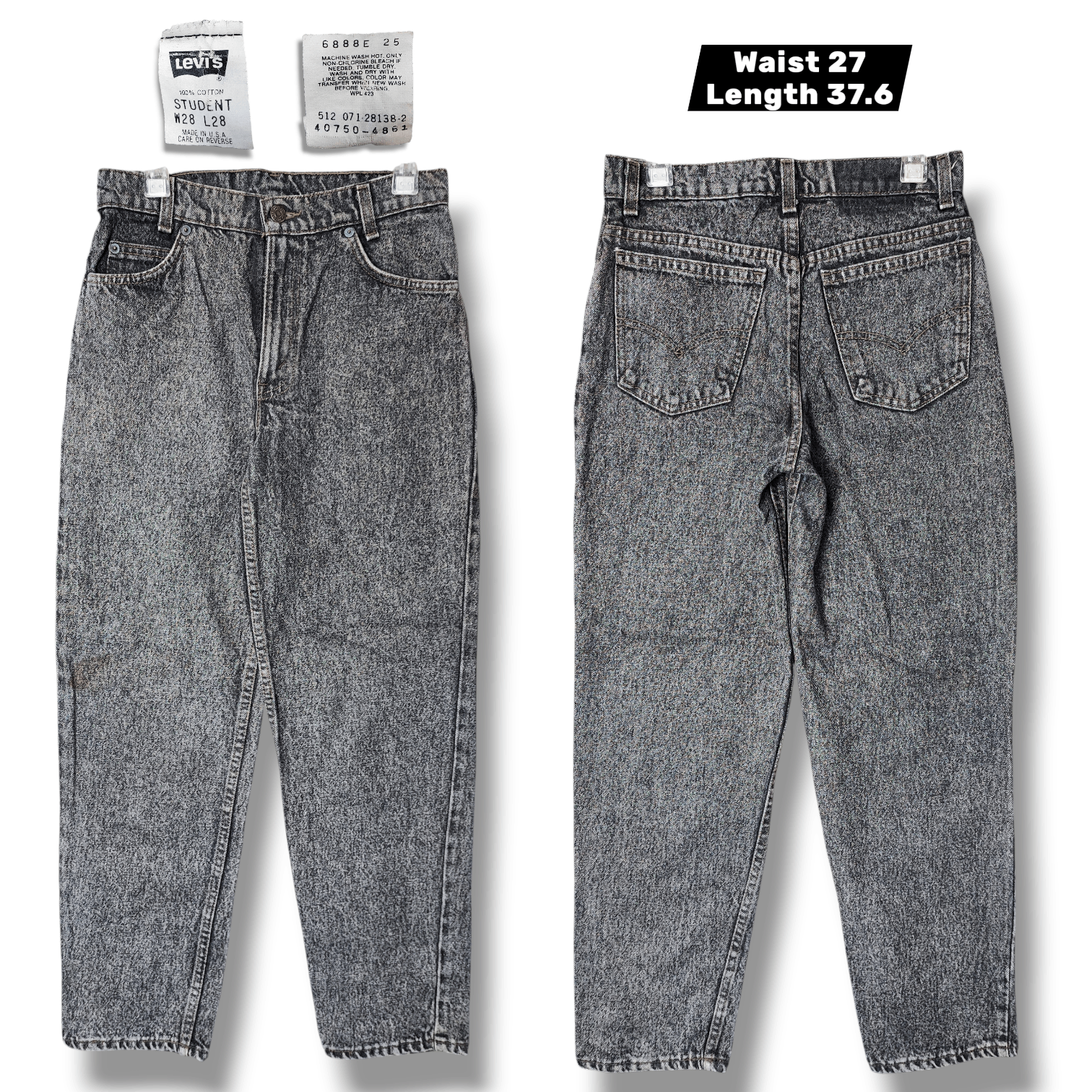 Levi's Vintage 90 Black Levis 512 Slim Tapered Jeans Size US 27 - 1 Thumbnail