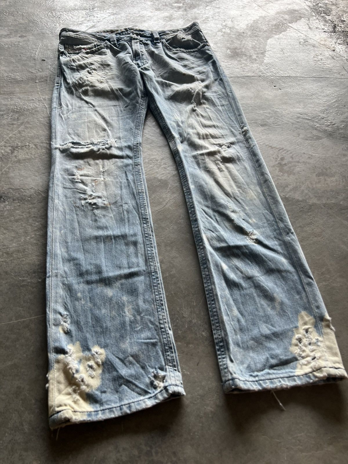 Diesel distressed diesel industry denim splatter bleach sick washed Size US 33 - 16 Thumbnail