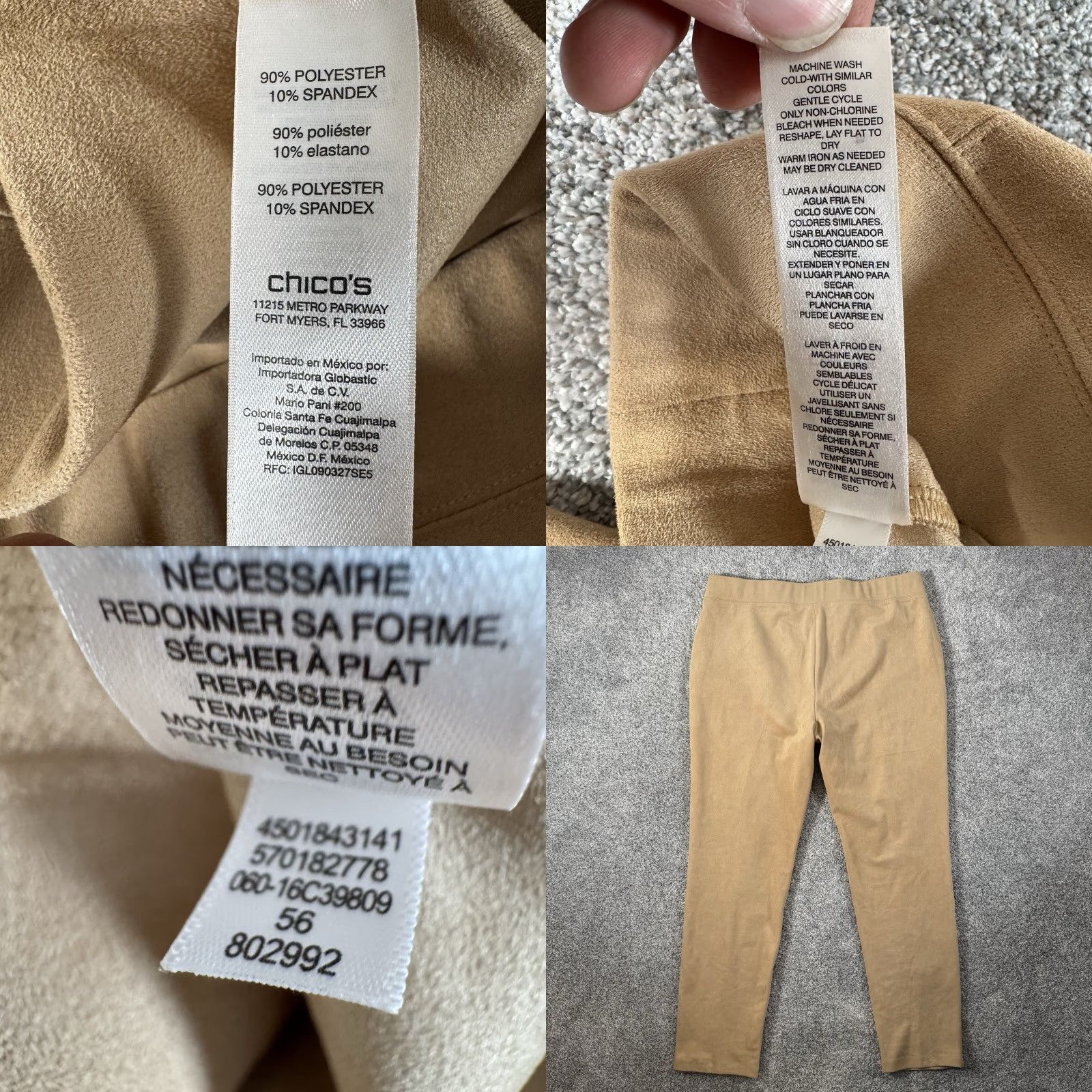Vintage Zenergy by Chico's Ankle Pants Women Size 2 Beige Knit Solid Office Casual Minimalist Capsule Ponte Knit Size 26" / US 2 / IT 38 - 8 Thumbnail