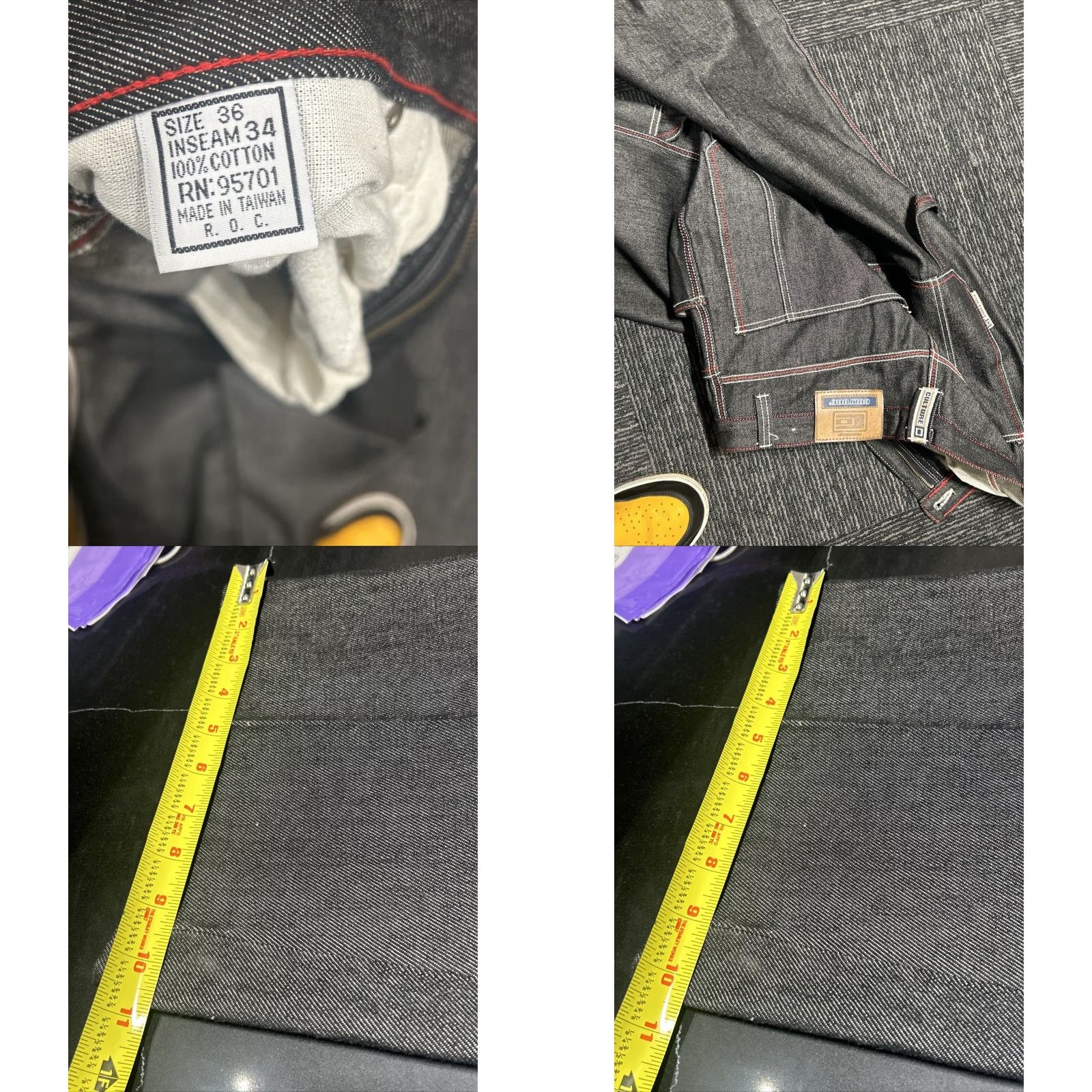 Denime VINTAGE Structure Jeans Men 36x34 Black Hip Hop Denim Wide-Leg Inseam 34 Carpenter Size US 36 / EU 52 - 9 Thumbnail