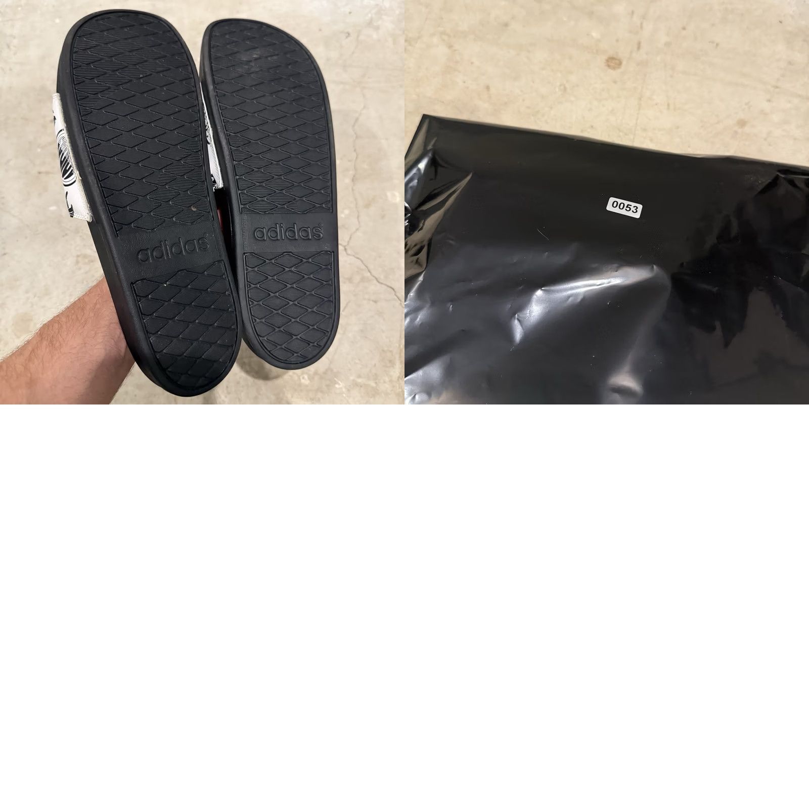 Adidas Adidas FZ1751 Mens Size 11 Black/White Adilette Print Comfort Slide Sandals - Vintage Style Size ONE SIZE - 8 Thumbnail