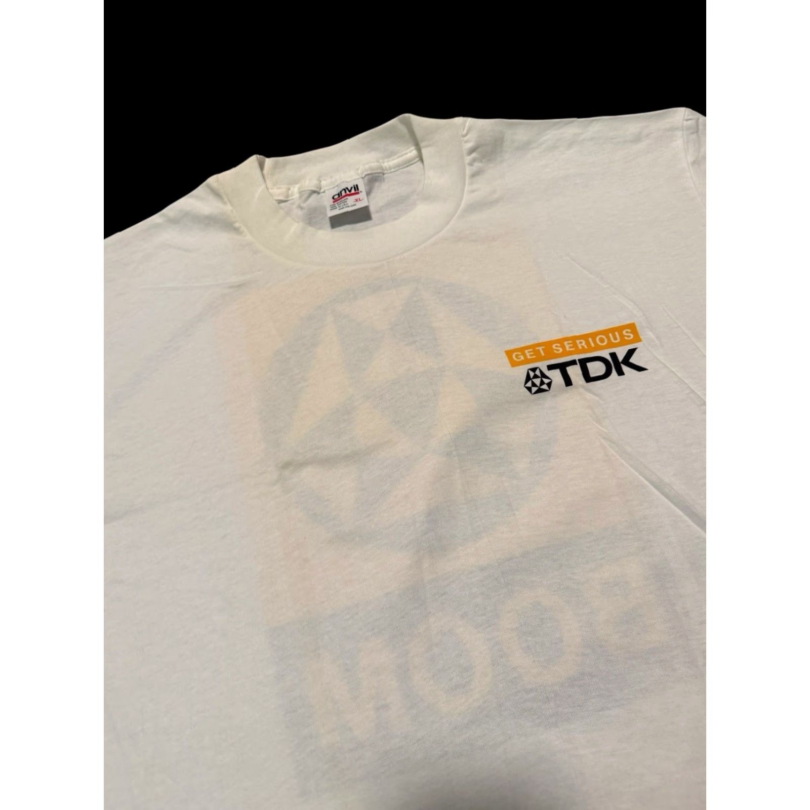 Anvil VINTAGE TDK Electronics Cassette Tape Spinal Tap Single Stitch XL Tee Shirt Men White 1990s 90s Graphic Print Rock Punk Grunge Hipster Metal Size US XL / EU 56 / 4 - 5 Thumbnail