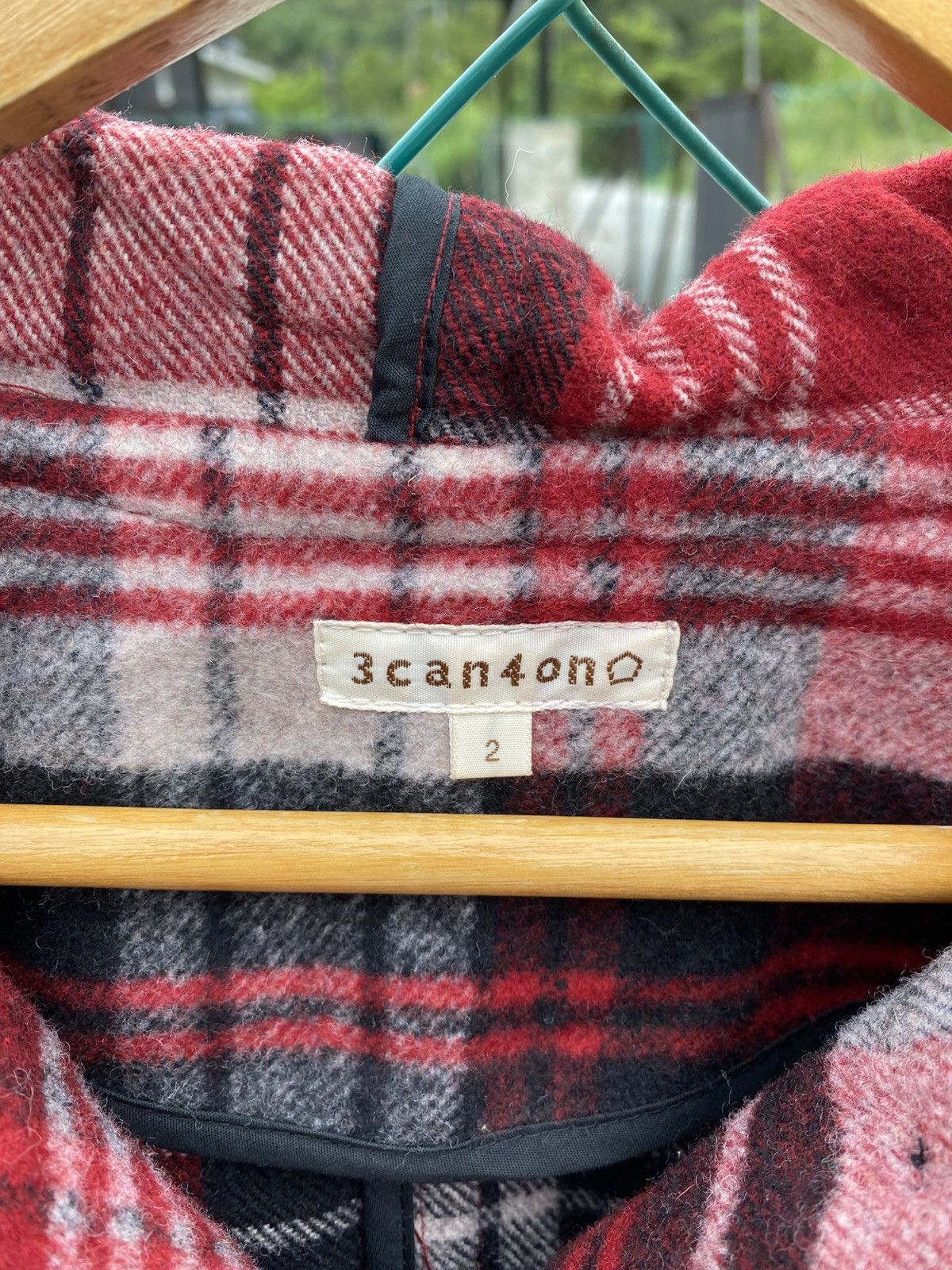 Japanese Brand 3can4on checkered hooded poncho Size ONE SIZE - 7 Thumbnail