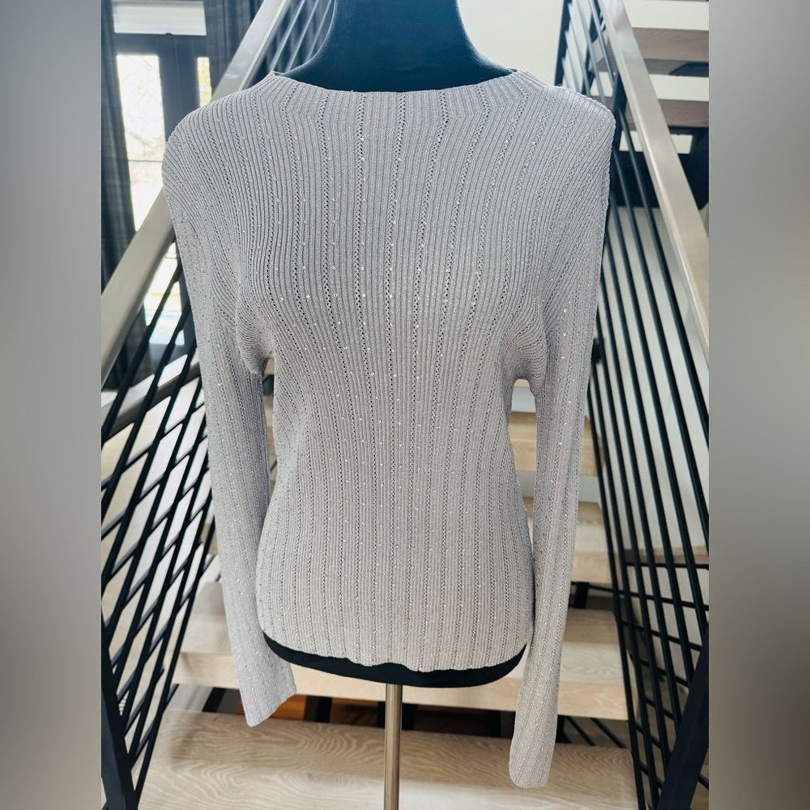 Other New Elegant Silver Sweater with Rhinestones size S Size S / US 4 / IT 40 - 1 Thumbnail