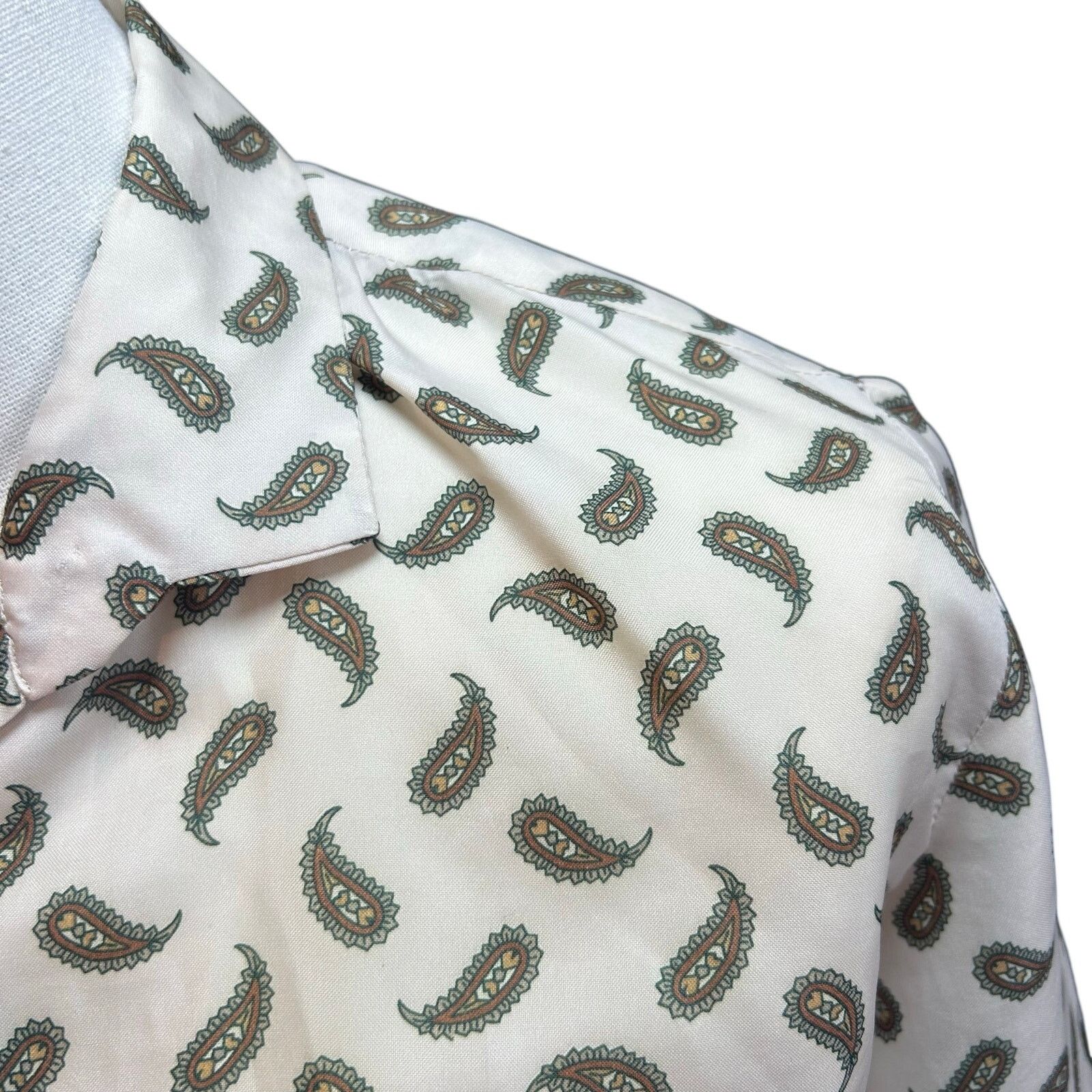 Handmade VTG 90s White Green Paisley Top Cloth Button Whimsigoth Boho Size M / US 6-8 / IT 42-44 - 17 Thumbnail