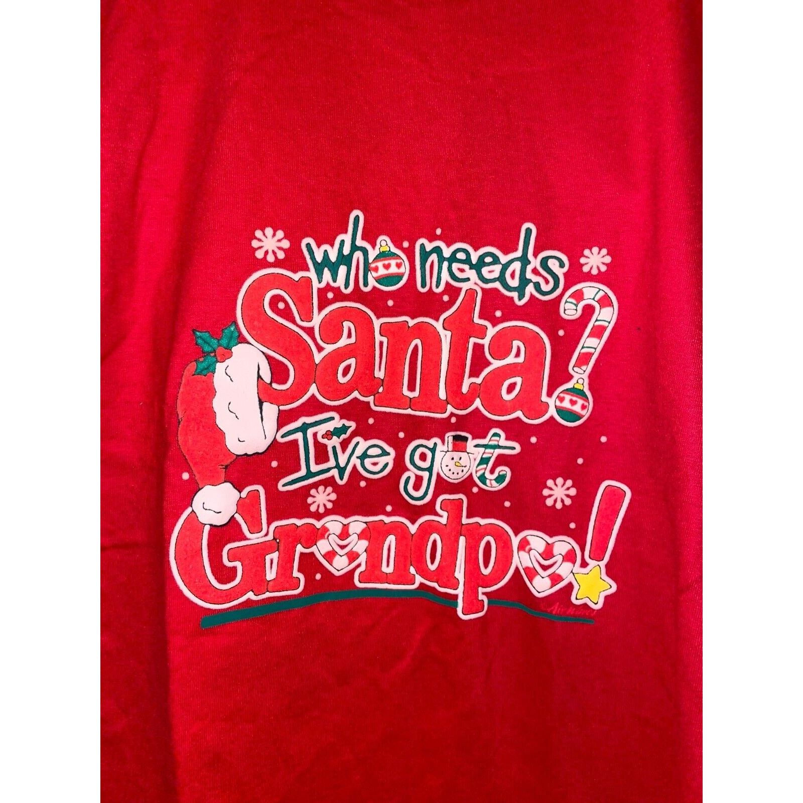Jerzees Vintage Test Print Shirt Christmas Santa Grandpa Red Tee VTG Size US S / EU 44-46 / 1 - 2 Thumbnail