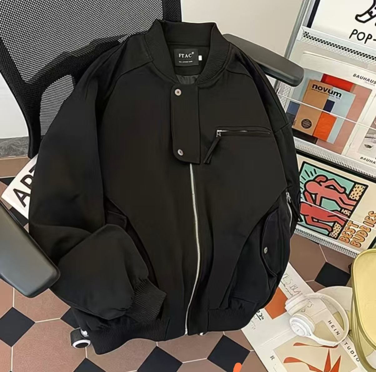 Vintage Black Utility Bomber Jacket Size US M / EU 48-50 / 2 - 1 Thumbnail