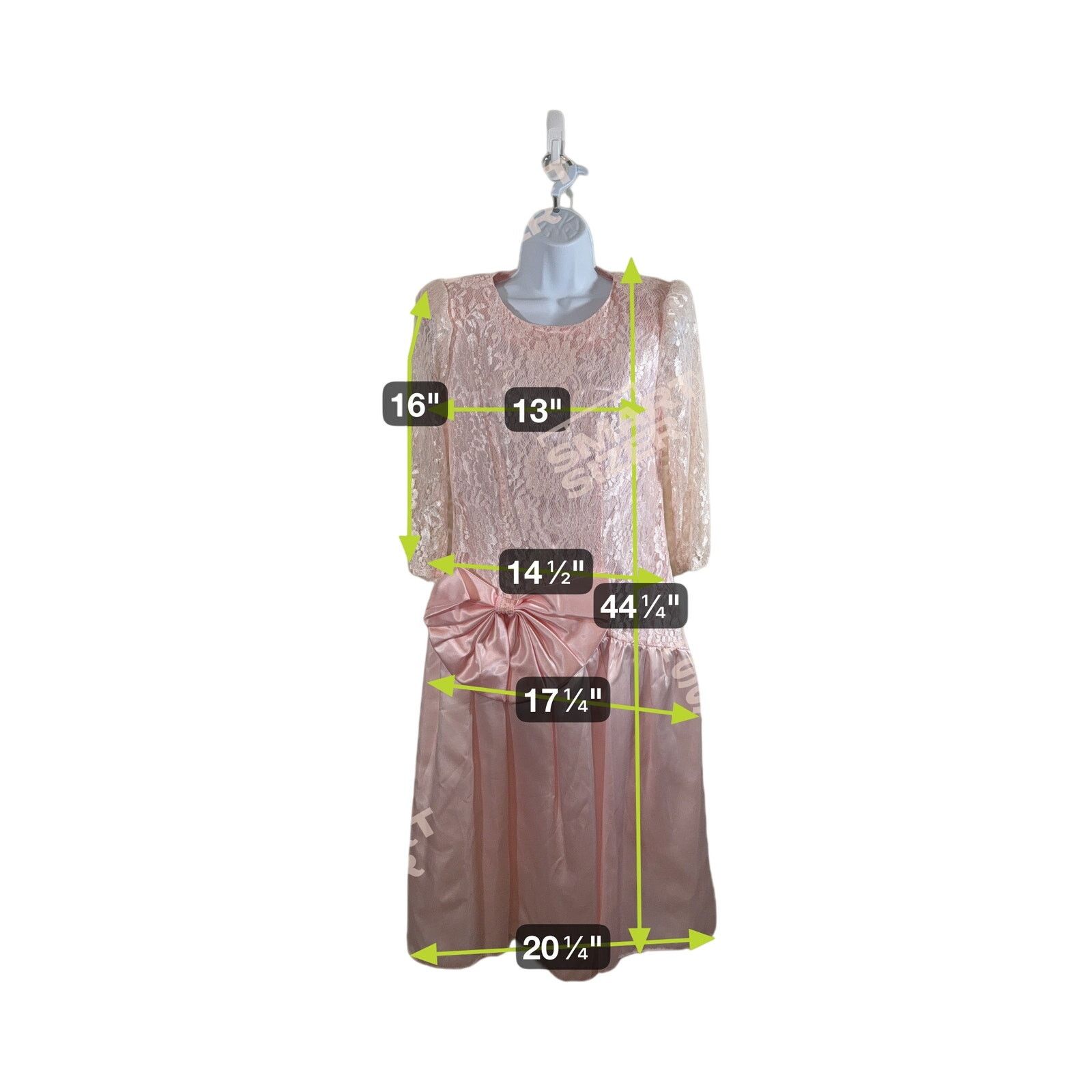 Vintage Vintage 80s Pink Lace & Satin Party Prom Dress Bow No Size Size L / US 10 / IT 46 - 6 Thumbnail