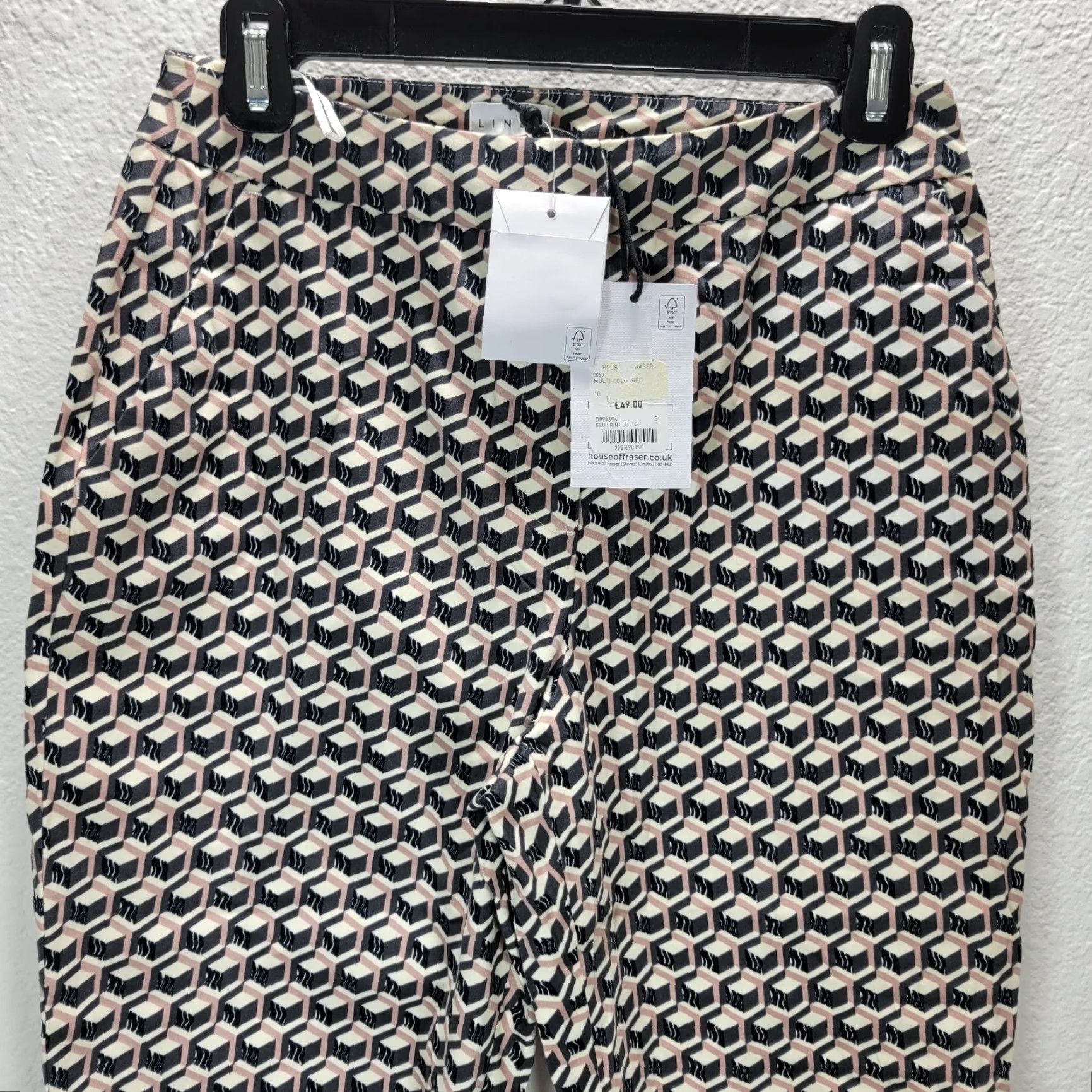 Vintage VINTAGE Women's Linea Black Cream Geometric Ankle Pants High Rise Cotton Size 10 NWT Size 32" / US 10 / IT 46 - 4 Thumbnail