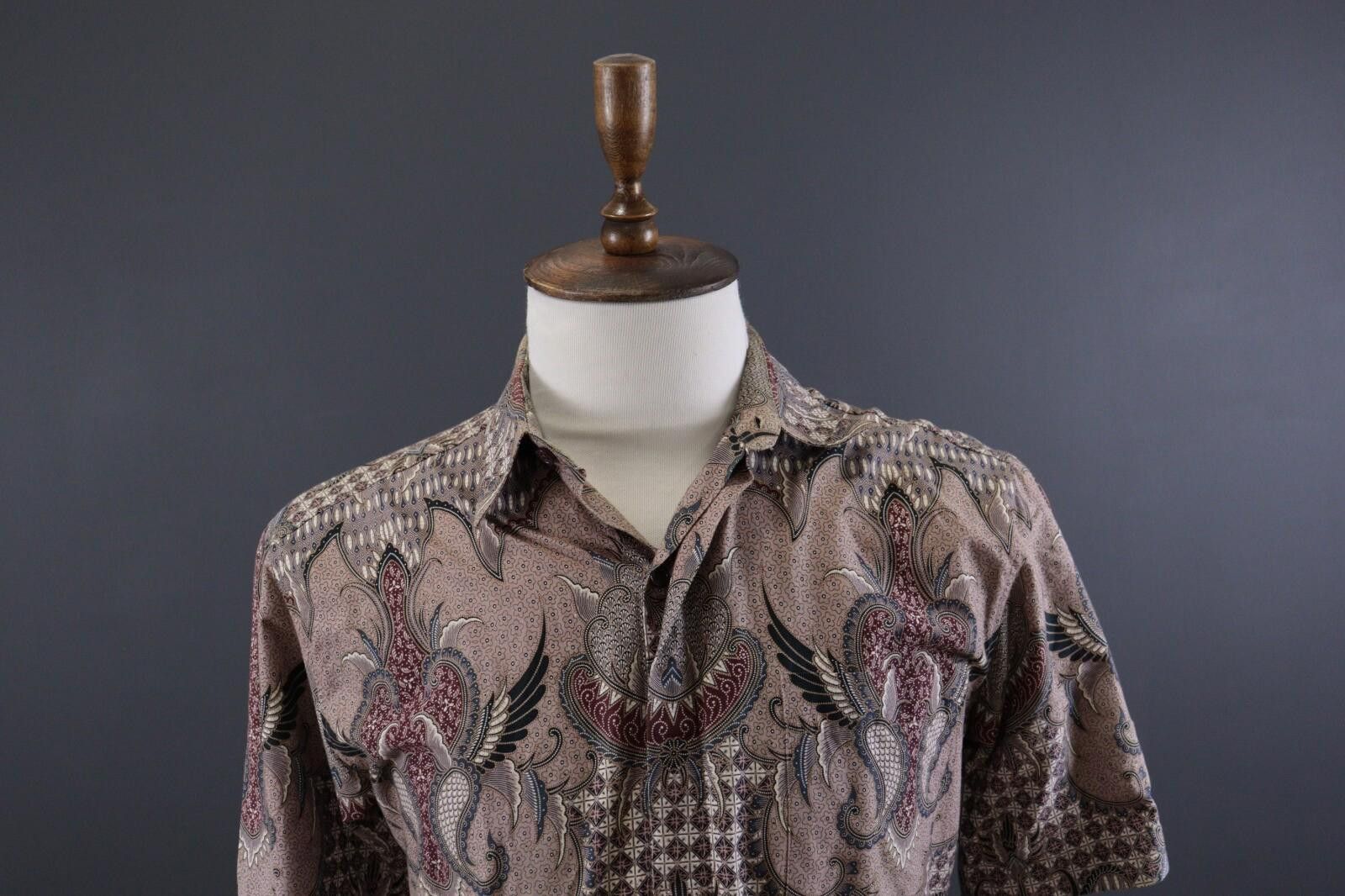 Designer Batik Keris Multicolour Luxury Pattern Down Shirt Size 38 15 Size US M / EU 48-50 / 2 - 2 Thumbnail
