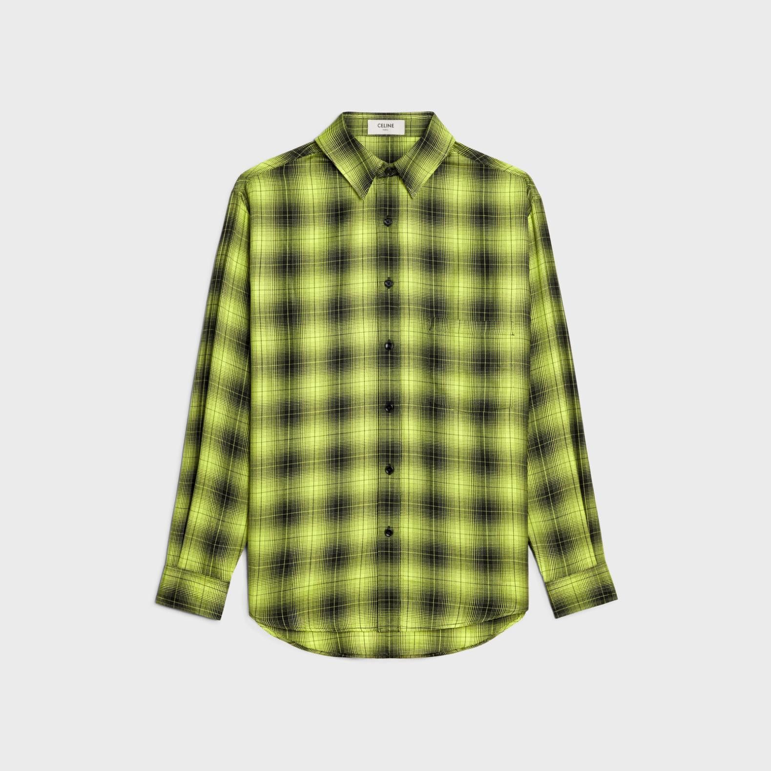 Wool Checks Oversized Shirt in Yellow Black