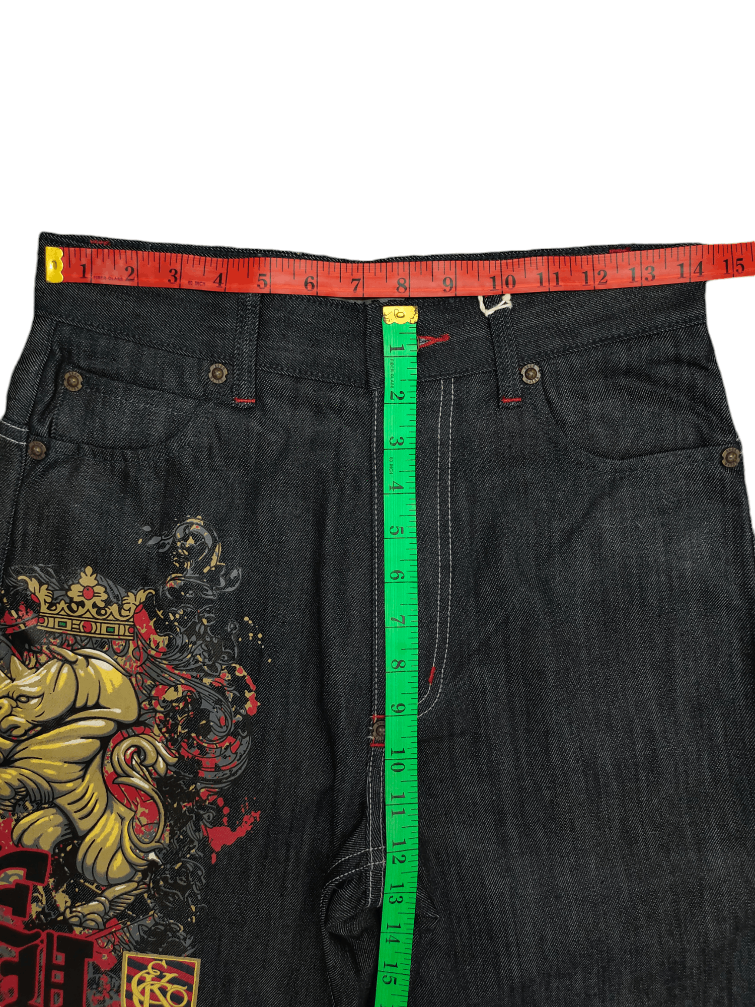Ecko Unltd. Vintage Y2k Ecko Rhino Crowns Graffiti Print Baggy Jeans Size US 29 - 7 Thumbnail