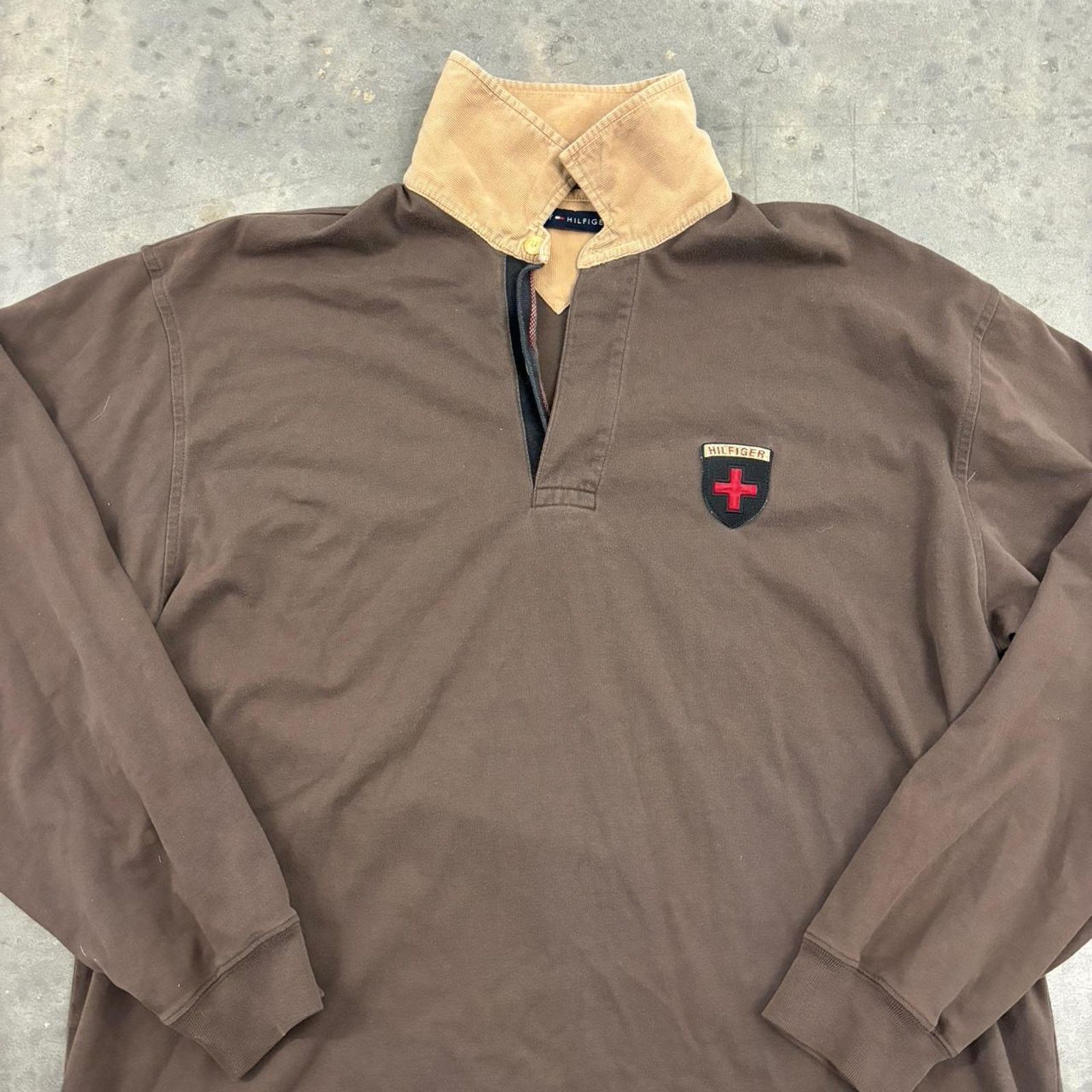 Tommy Hilfiger Vintage Y2K Style Tommy Hilfiger Brown Rugby Style Shirt Size US XL / EU 56 / 4 - 2 Thumbnail