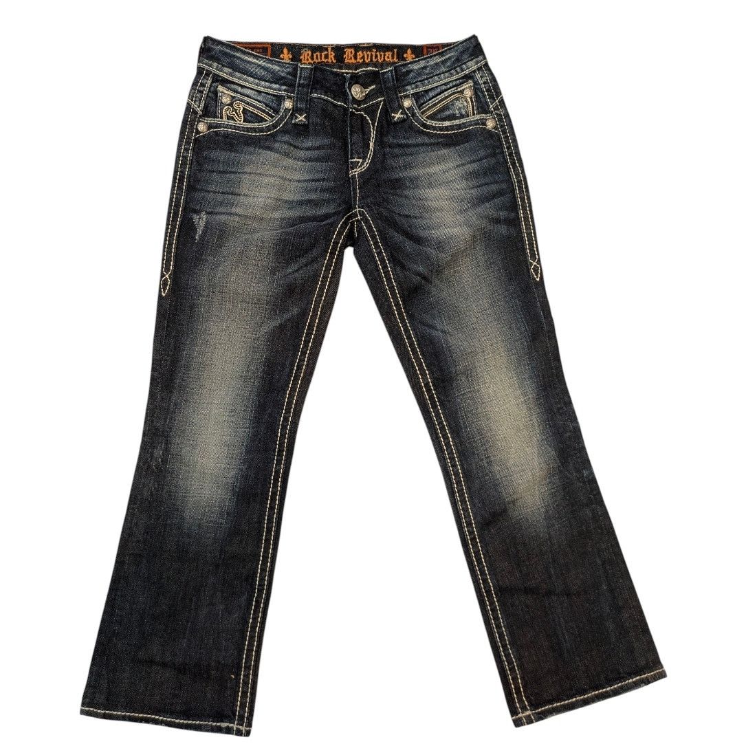 Rock Revival New ROCK REVIVAL Capri Jeans Dark Wash Fleur de Lis Pocket Size 26" / US 2 / IT 38 - 2 Thumbnail
