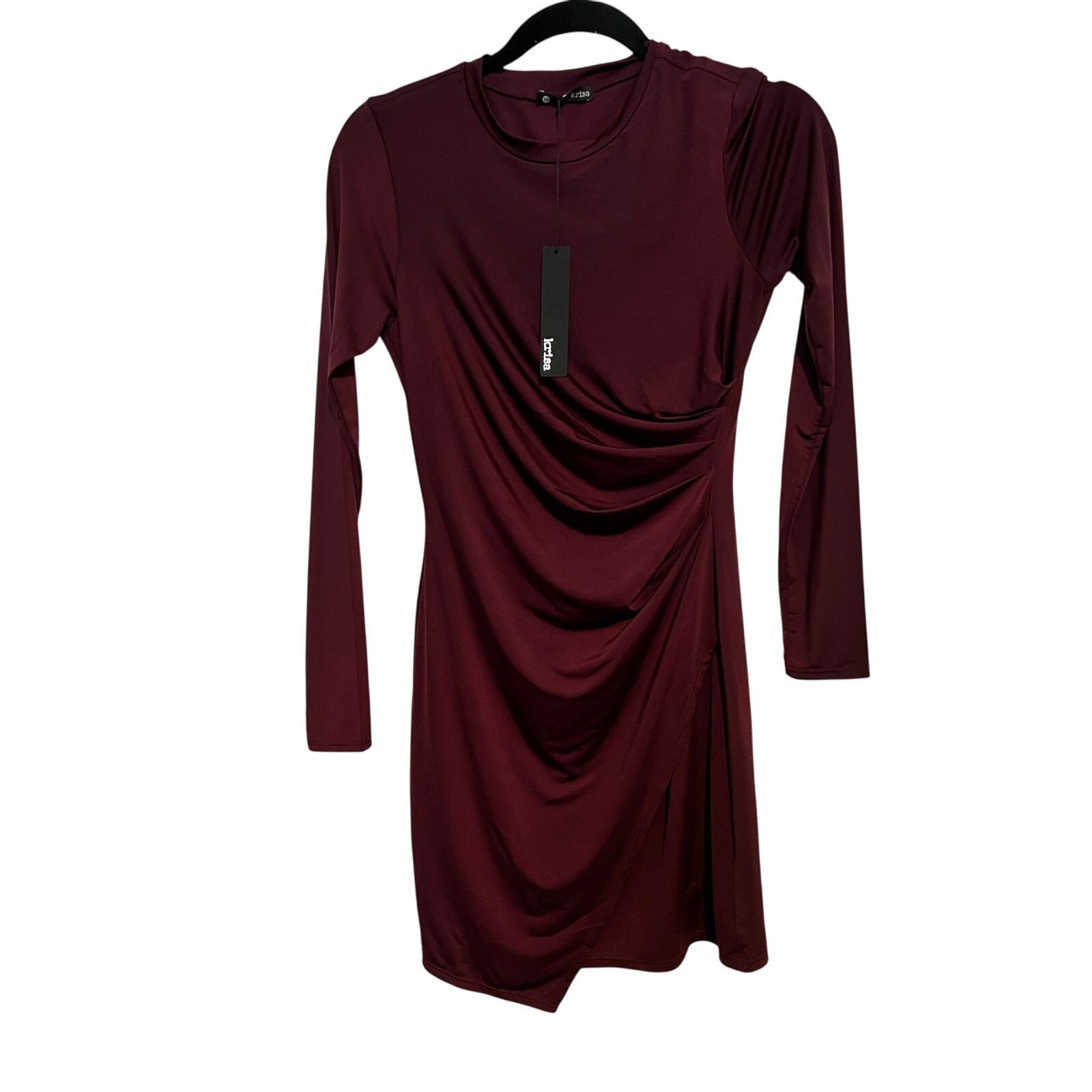 Krisa Krisa Wrap Long Sleeve Ruched Waist Mini Dress NWT Size XS Size XS / US 0-2 / IT 36-38 - 1 Thumbnail