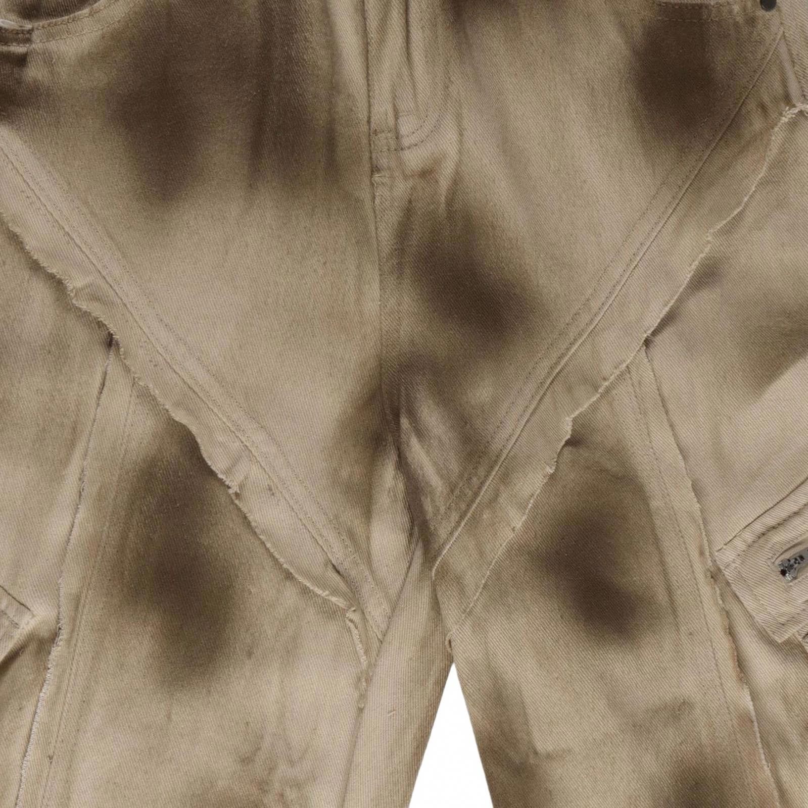 Japanese Brand Beige Wide Leg Cargo Pants, Distressed Baggy Style Size US 32 / EU 48 - 3 Thumbnail