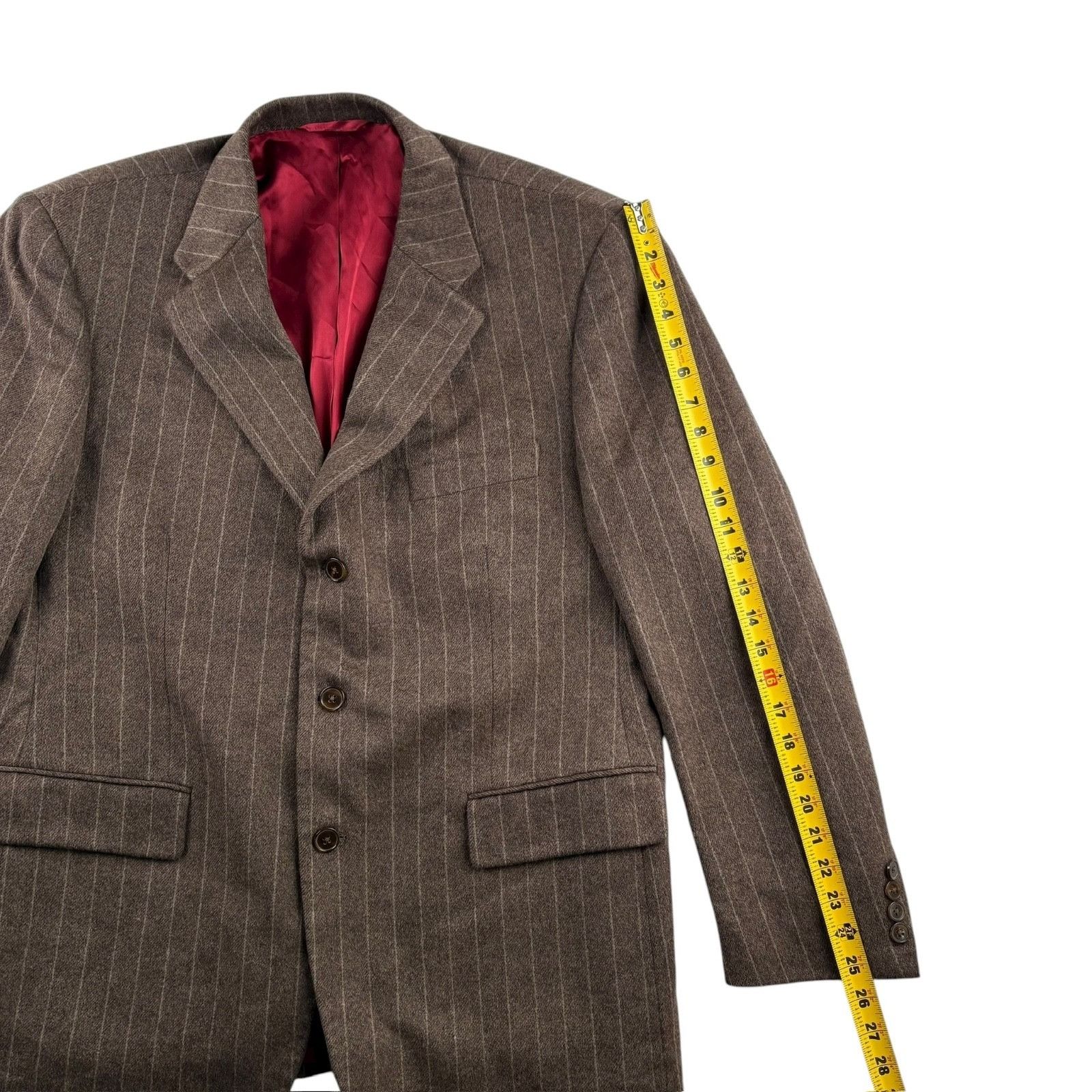 Other Bespoke Custom Men’s 100% Cashmere Chalk Striped Blazer Jack Size 48R - 4 Thumbnail