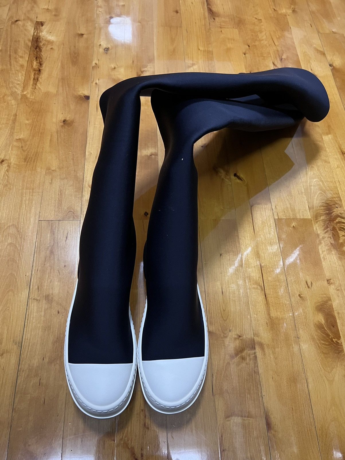 image of Rick Owens x Rick Owens Drkshdw Ramones Thigh High Sock Size 35 Shoes in Black, Women's