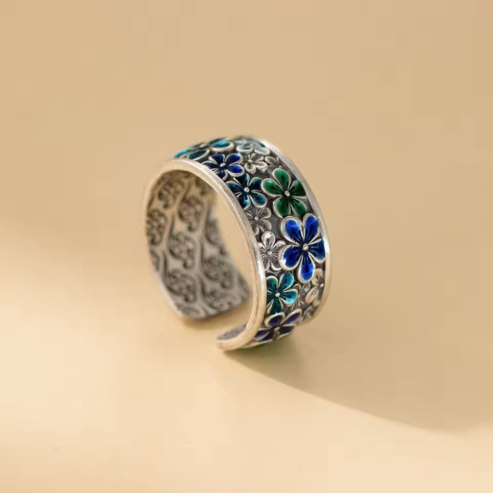 Japanese Brand Mizuhara x moto Multicolor Flower Open Ring Size ONE SIZE - 4 Thumbnail