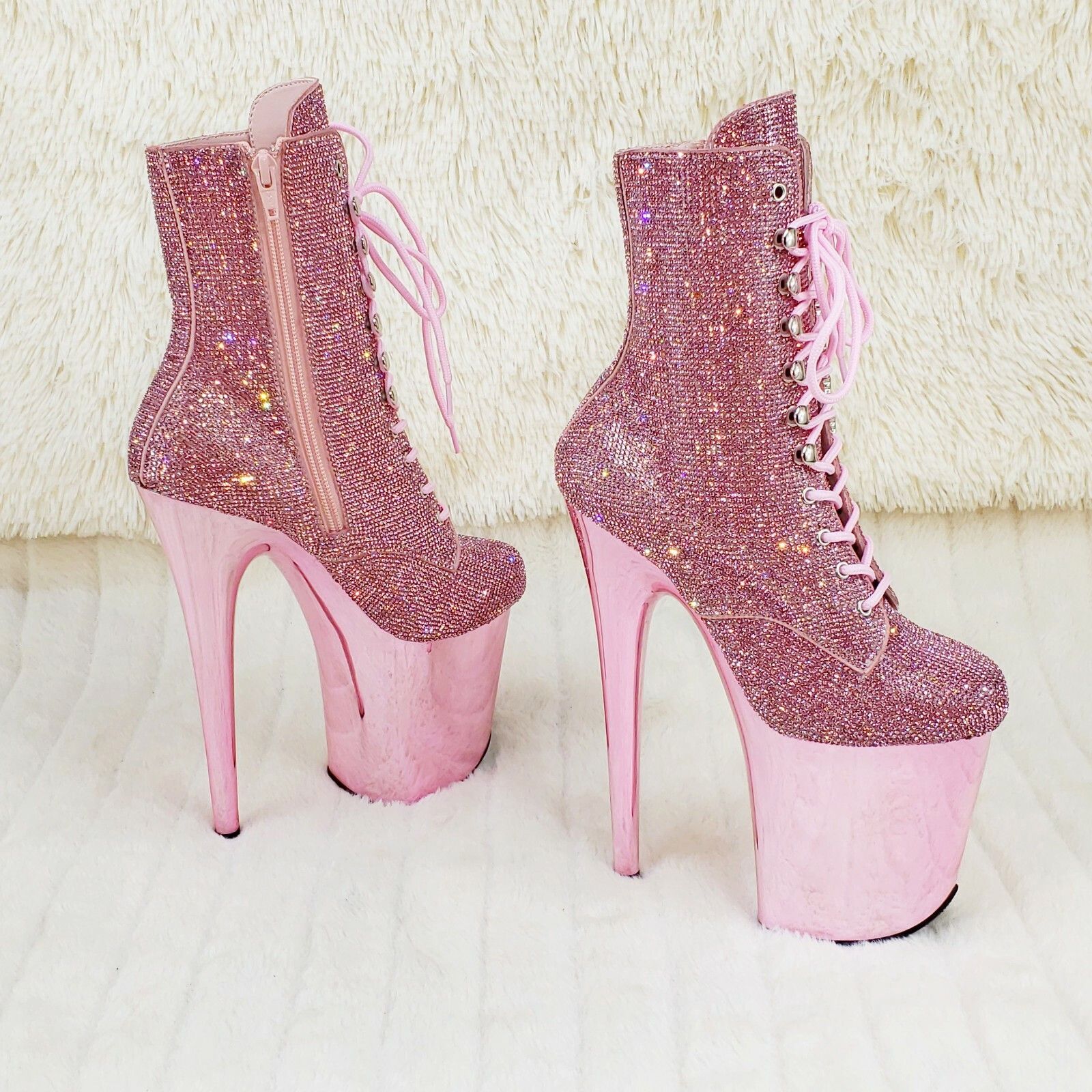Other Flamingo CHRS Bejeweled Rhinestone 8" Heel Platform Ankle Bo Size US 6 / IT 36 - 5 Thumbnail